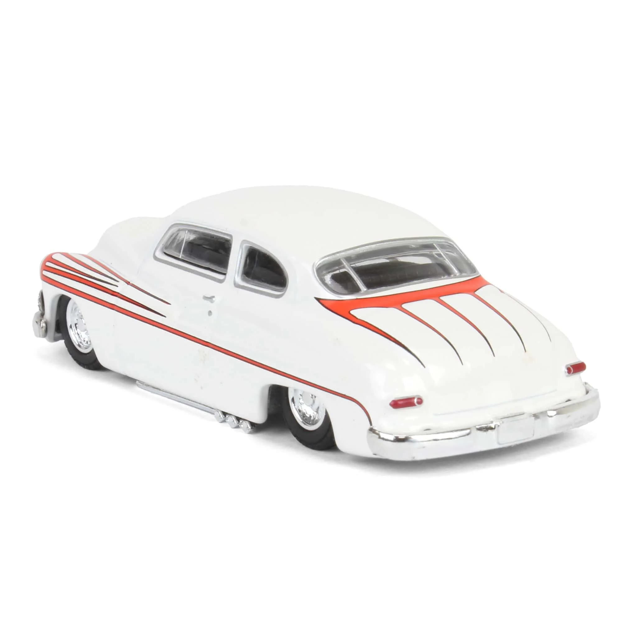 1/64 1950 Mercury Eight Coupe, Matte White with Metallic Orange Scallops, California Lowriders Series 6 - Image 4