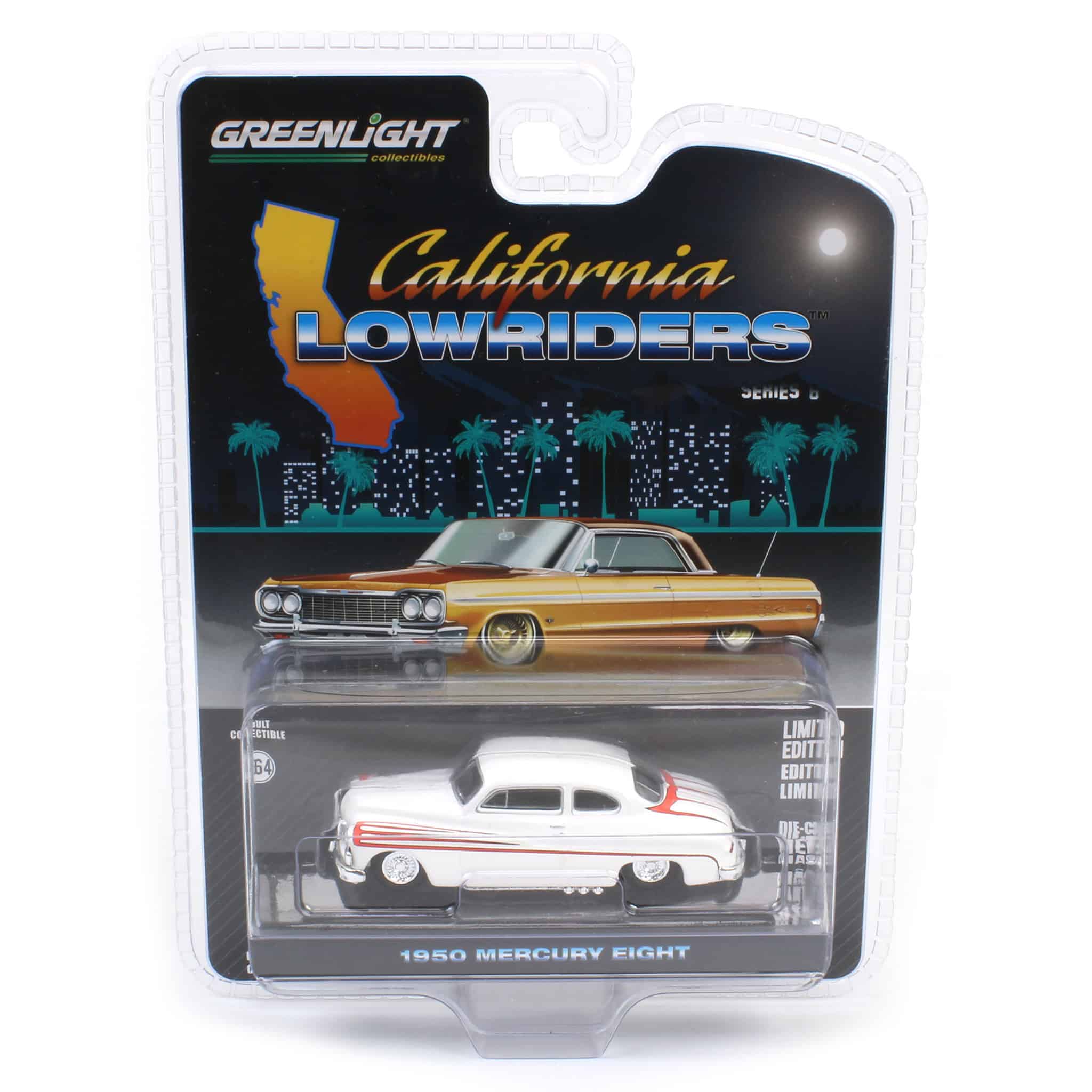 1/64 1950 Mercury Eight Coupe, Matte White with Metallic Orange Scallops, California Lowriders Series 6 - Image 5