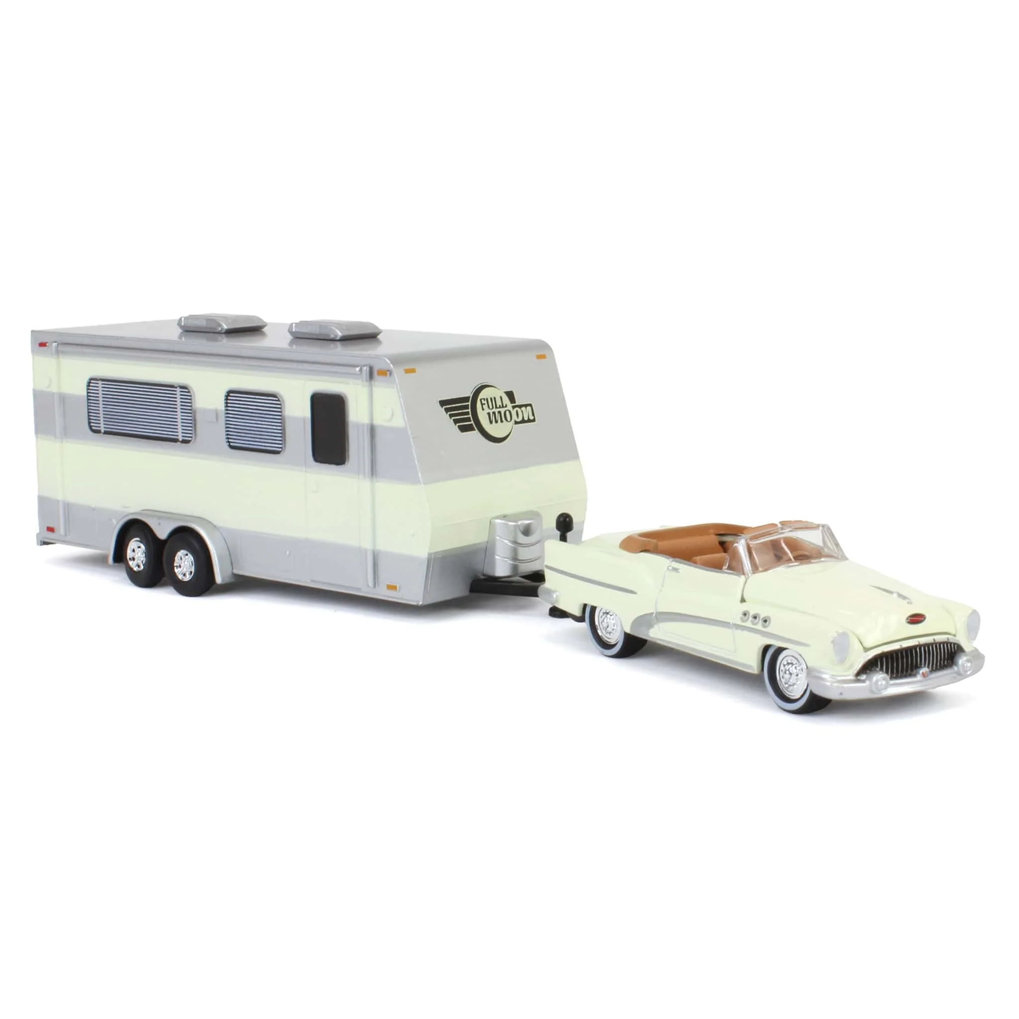 1/64 1953 Buick Super with Camper Trailer in Majestic White, Johnny Lightning - Image 2