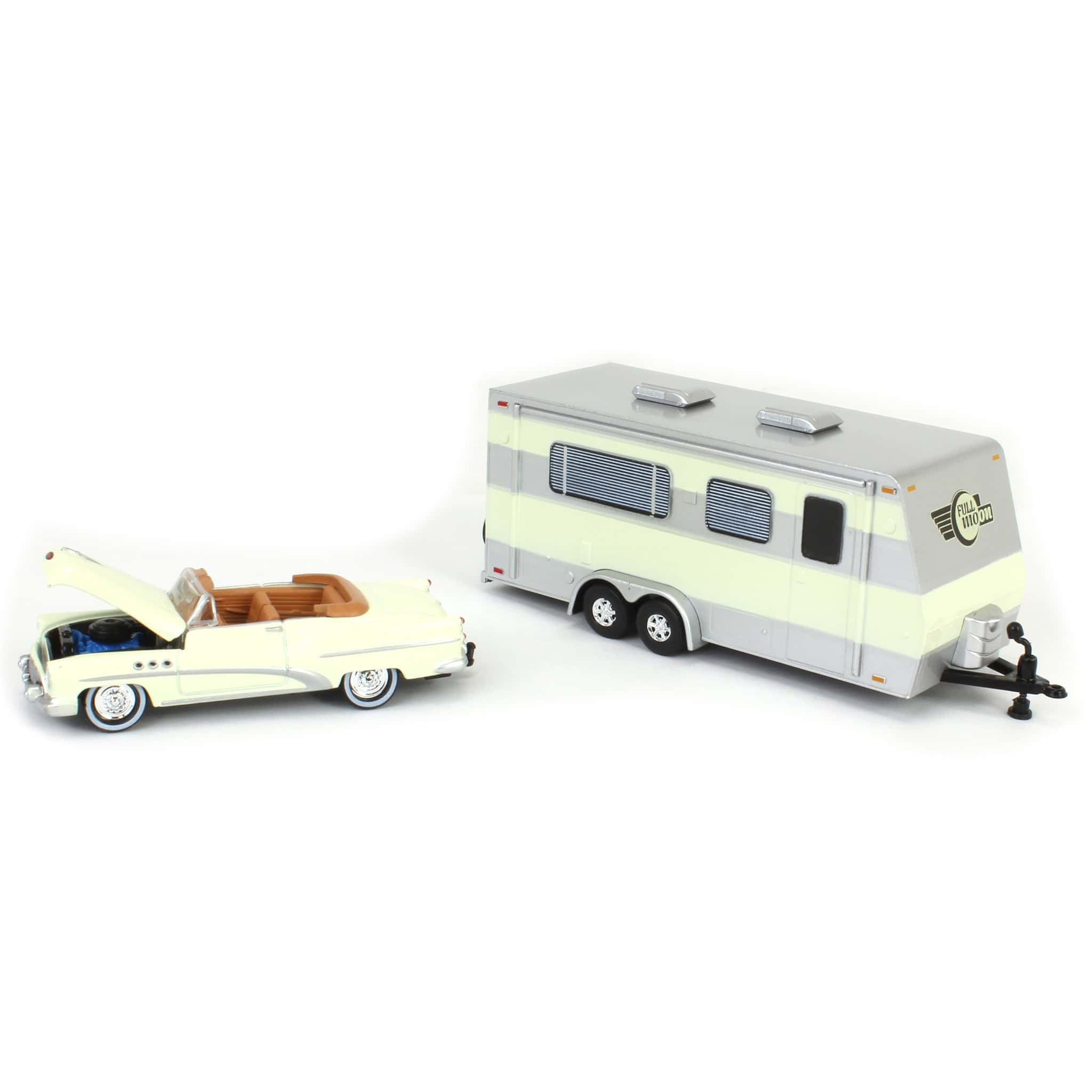 1/64 1953 Buick Super with Camper Trailer in Majestic White, Johnny Lightning - Image 4