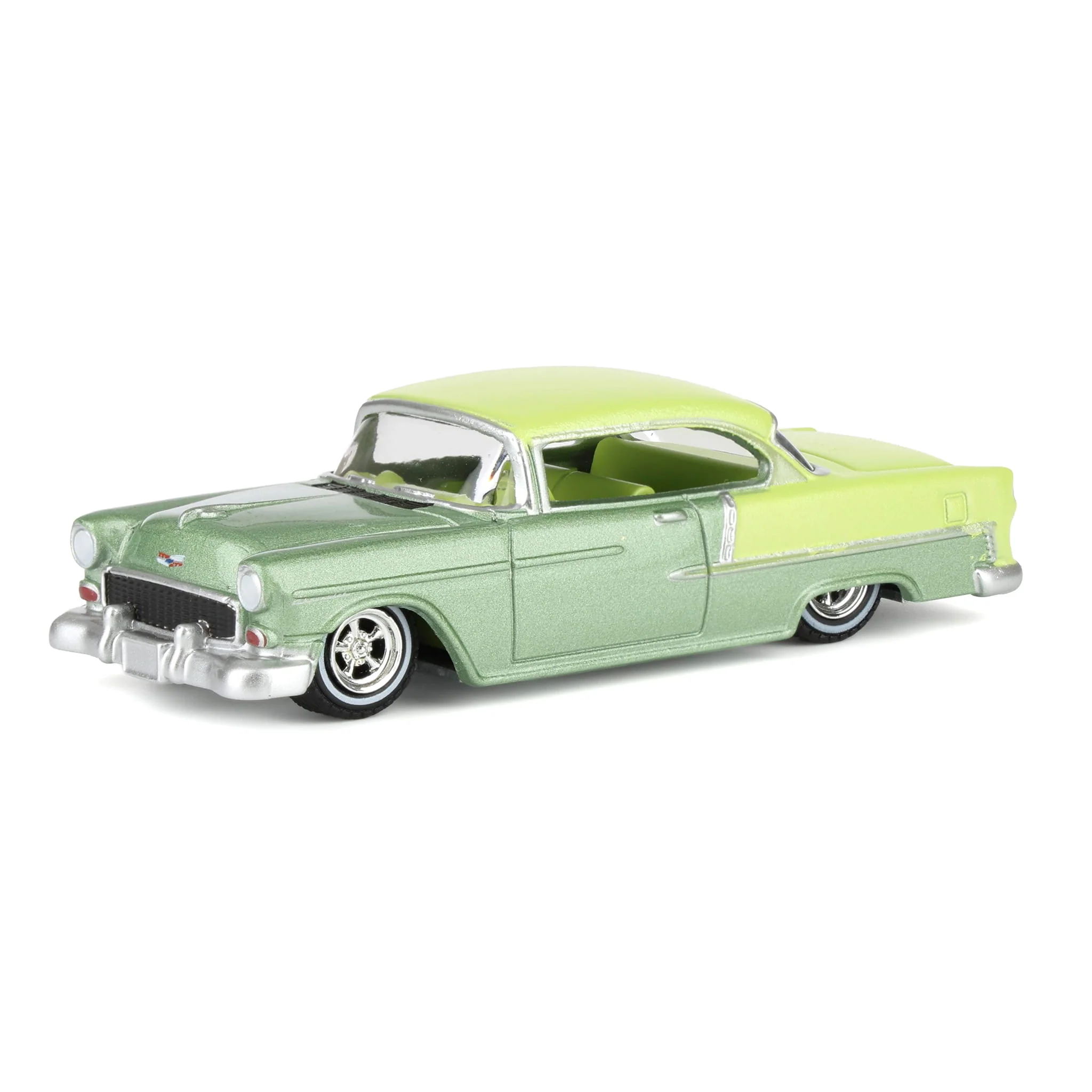 1/64 1956 Chevrolet Bel Air Lowrider, Crocus Yellow & Laurel Green Two-Tone, California Lowriders Series 7
