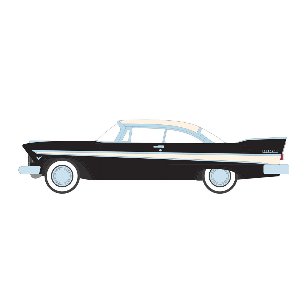1/64 1957 Plymouth Belvedere, Jet Black & Sand Dune White, Showroom Floor Series 6 - Image 2