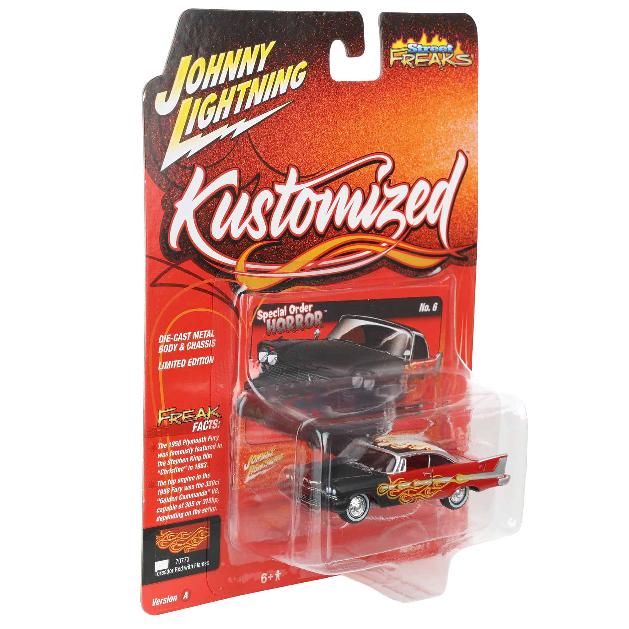 1/64 1958 Plymouth Fury with Flames, Johnny Lightning Kustomized - Image 2