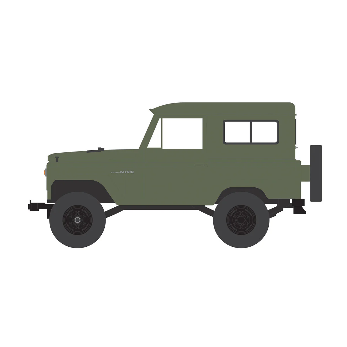 1/64 1962 Nissan Patrol, Matte Olive Green, All-Terrain Series 16 - Image 3