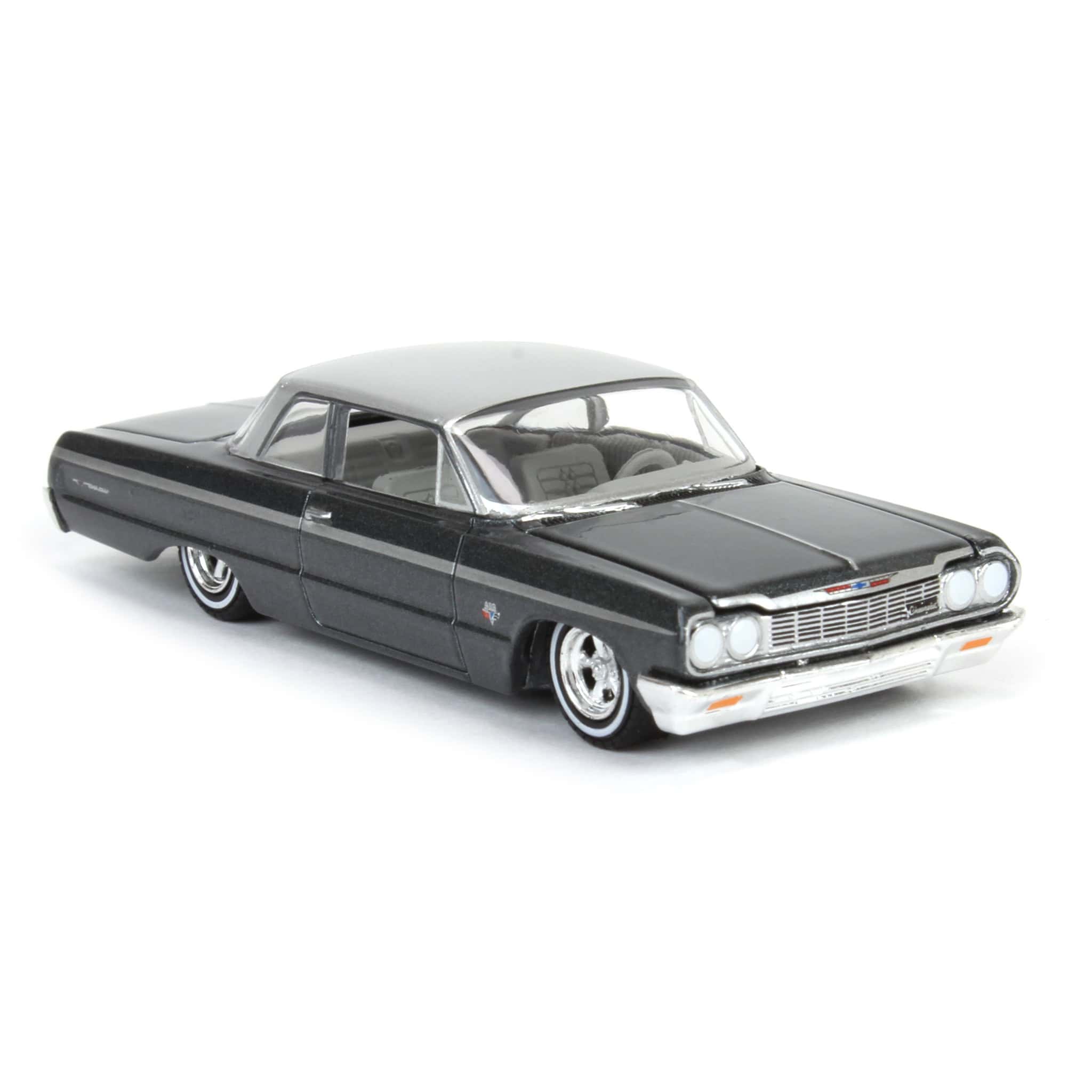 1/64 1964 Chevrolet Bel Air, Dark Gray & Silver Metallic, California Lowriders Series 6 - Image 2