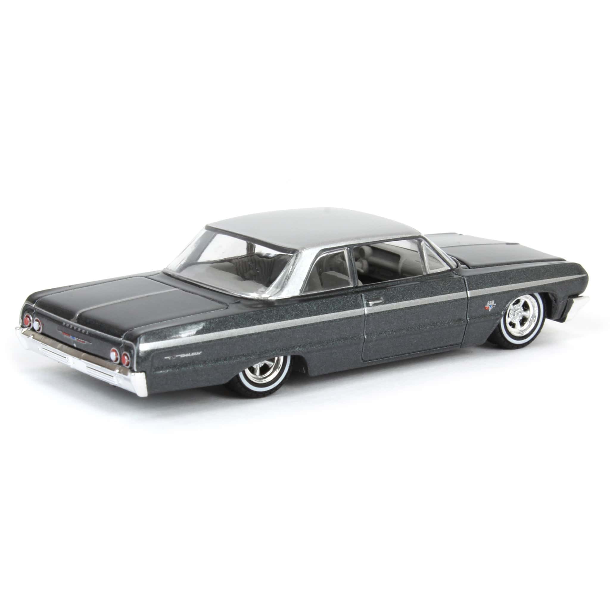 1/64 1964 Chevrolet Bel Air, Dark Gray & Silver Metallic, California Lowriders Series 6 - Image 3