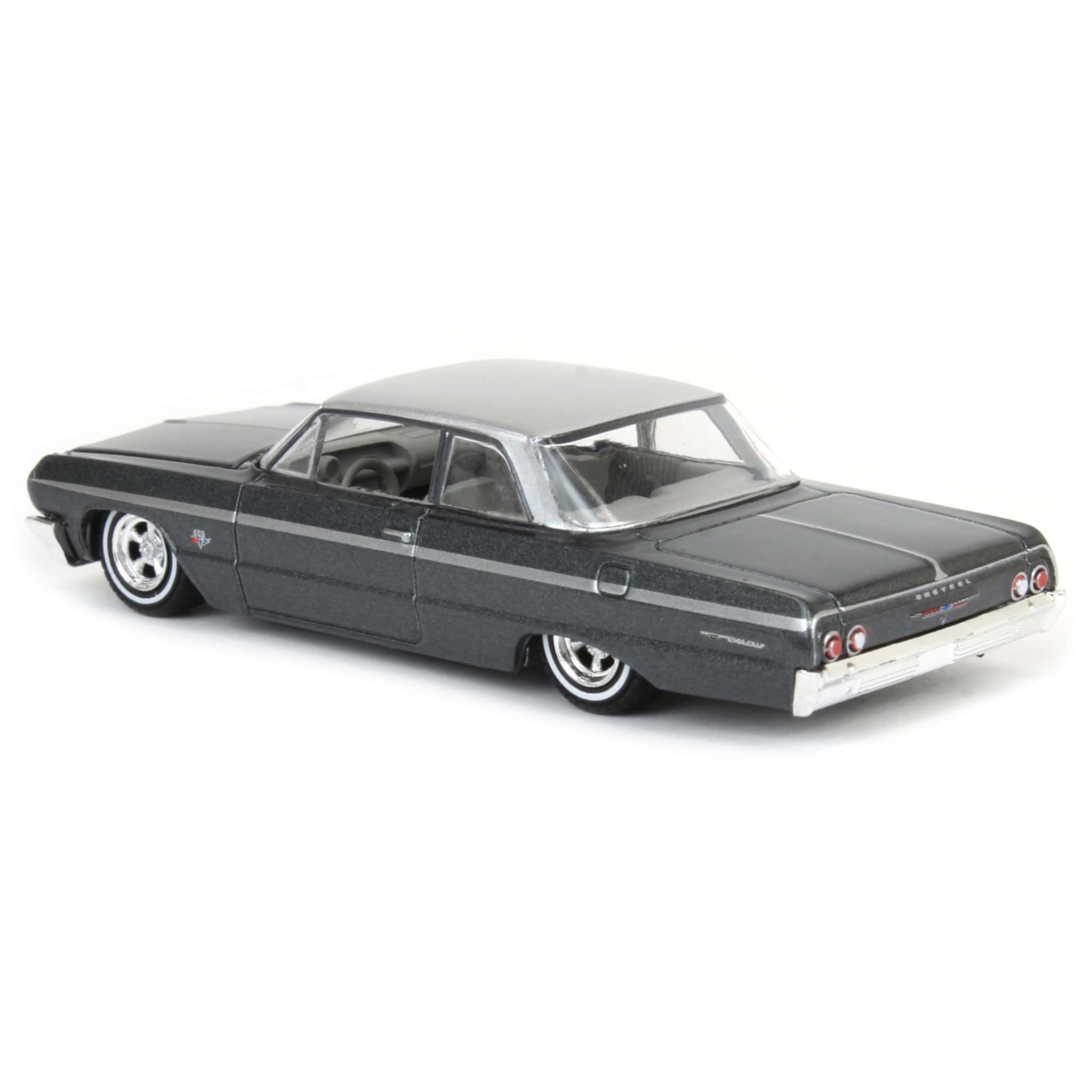 1/64 1964 Chevrolet Bel Air, Dark Gray & Silver Metallic, California Lowriders Series 6 - Image 4