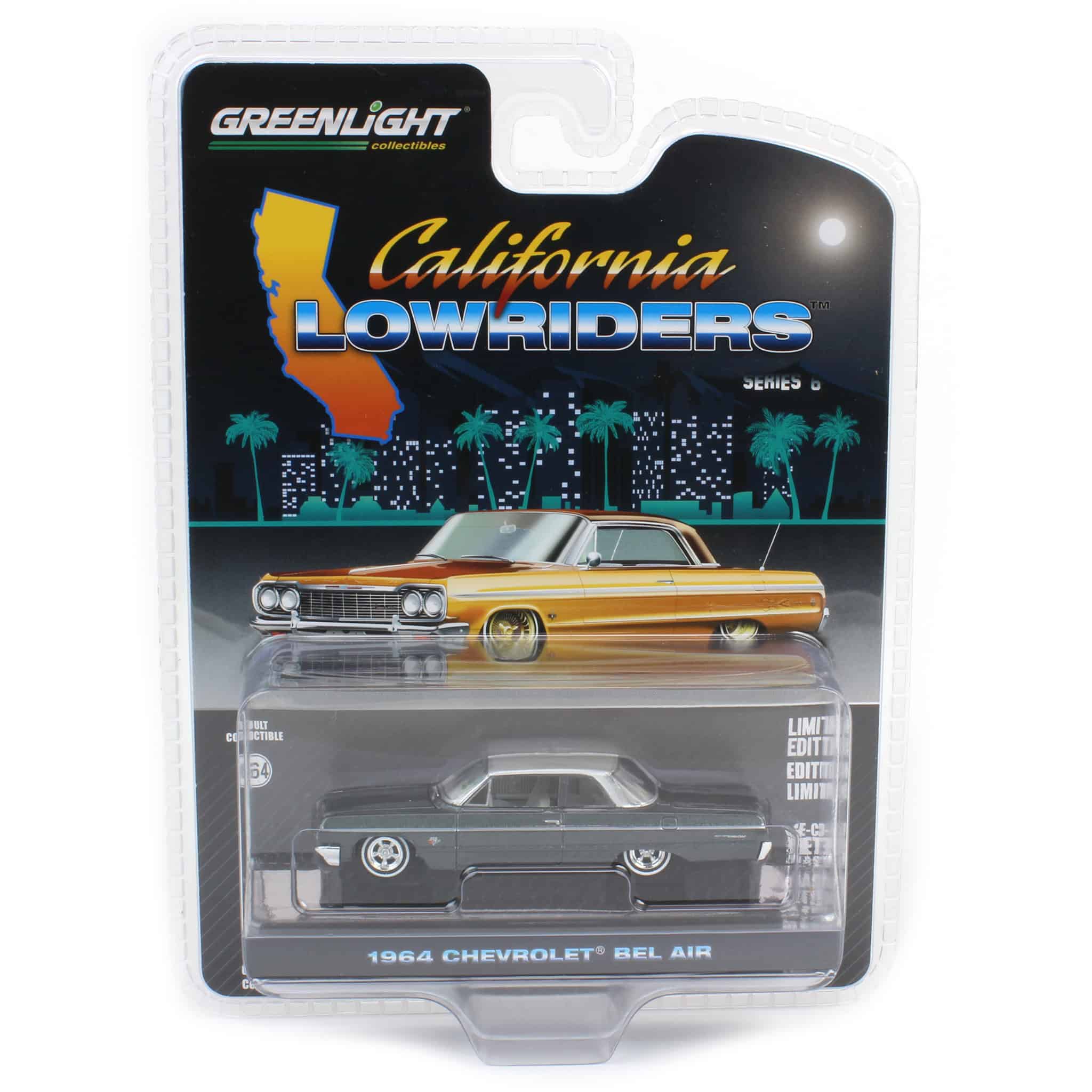 1/64 1964 Chevrolet Bel Air, Dark Gray & Silver Metallic, California Lowriders Series 6 - Image 6