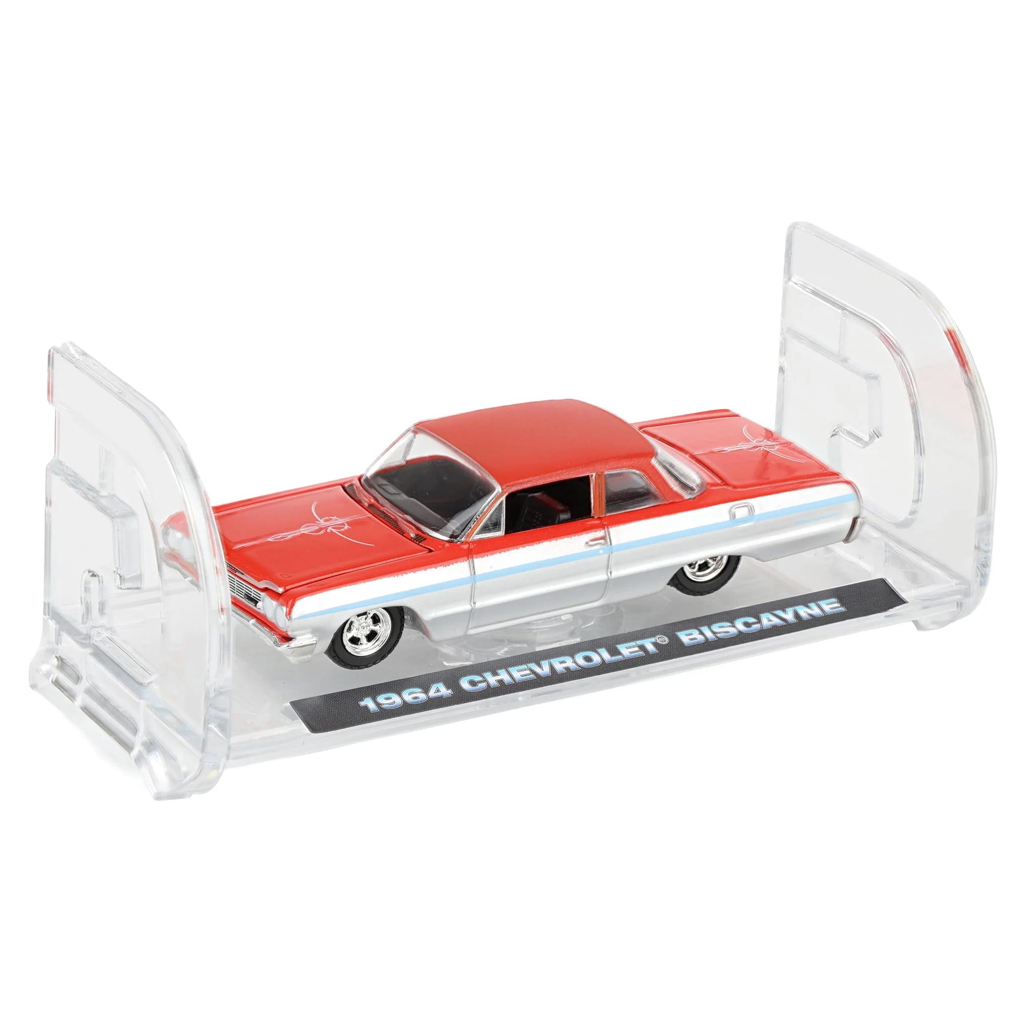 1/64 1964 Chevrolet Biscayne Lowrider, Silver Metallic & Red Two-Tone, California Lowriders Series 7 - Image 5