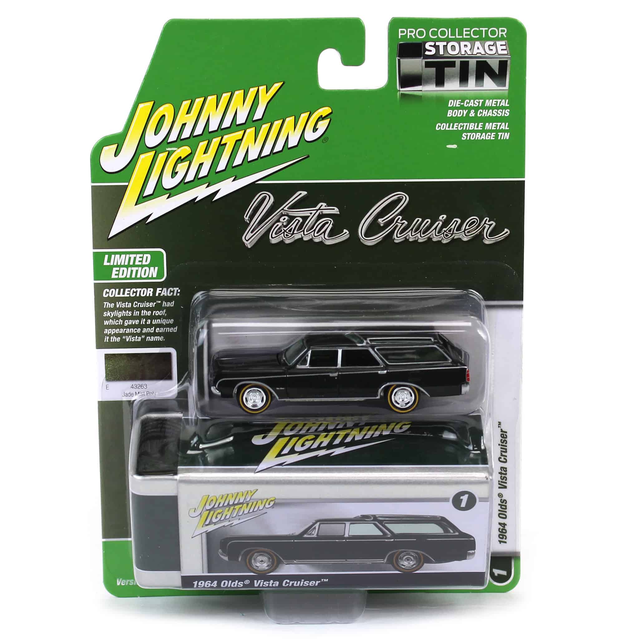 1/64 1964 Oldsmobile Vista Cruiser, Jade Mist Poly, Johnny Lightning Collector Tin Series 16 - Image 3
