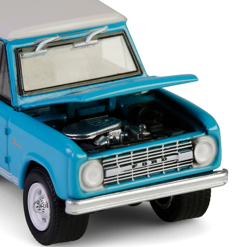 1/64 1966 Ford Bronco Custom SUV, Scottsdale 2024, Turquoise Blue, Barrett-Jackson Series 15 - Image 2