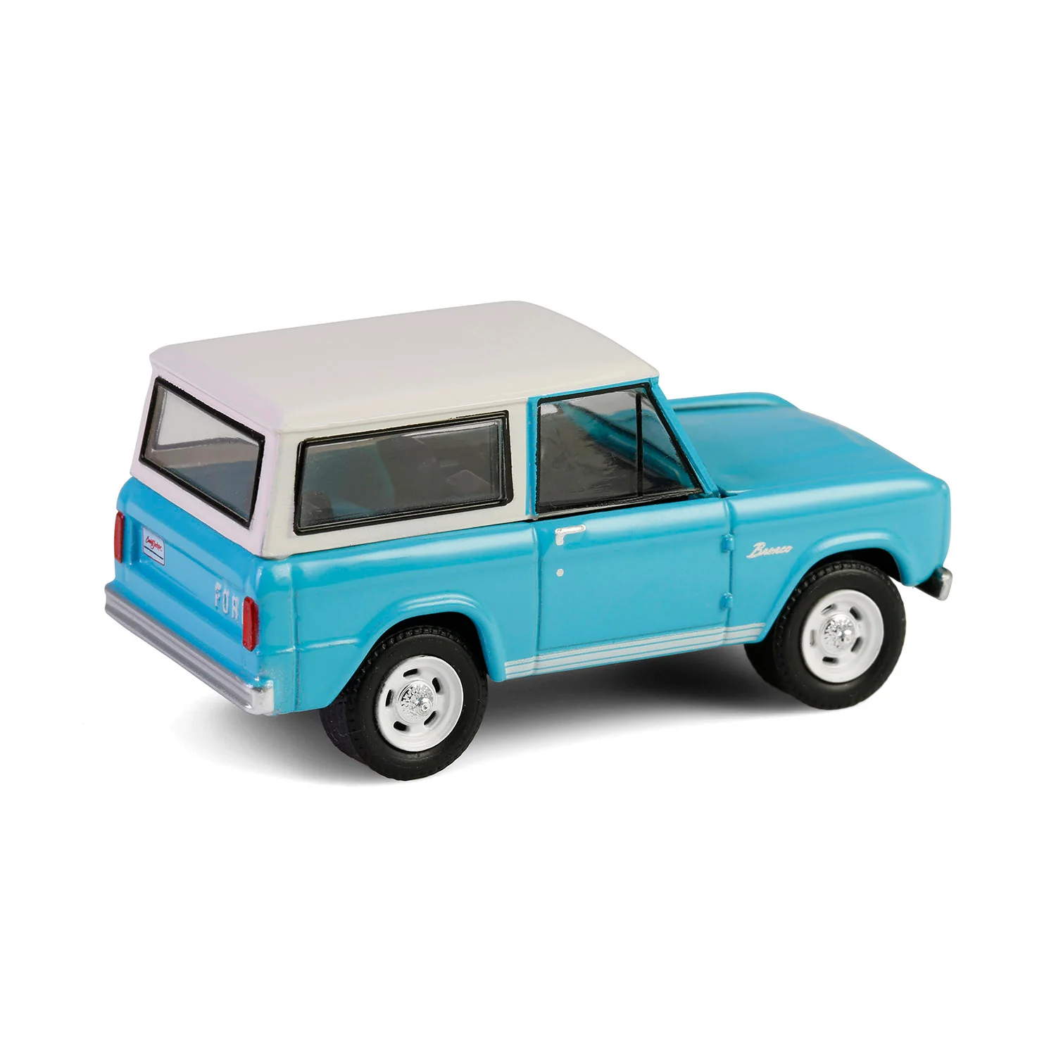 1/64 1966 Ford Bronco Custom SUV, Scottsdale 2024, Turquoise Blue, Barrett-Jackson Series 15 - Image 4