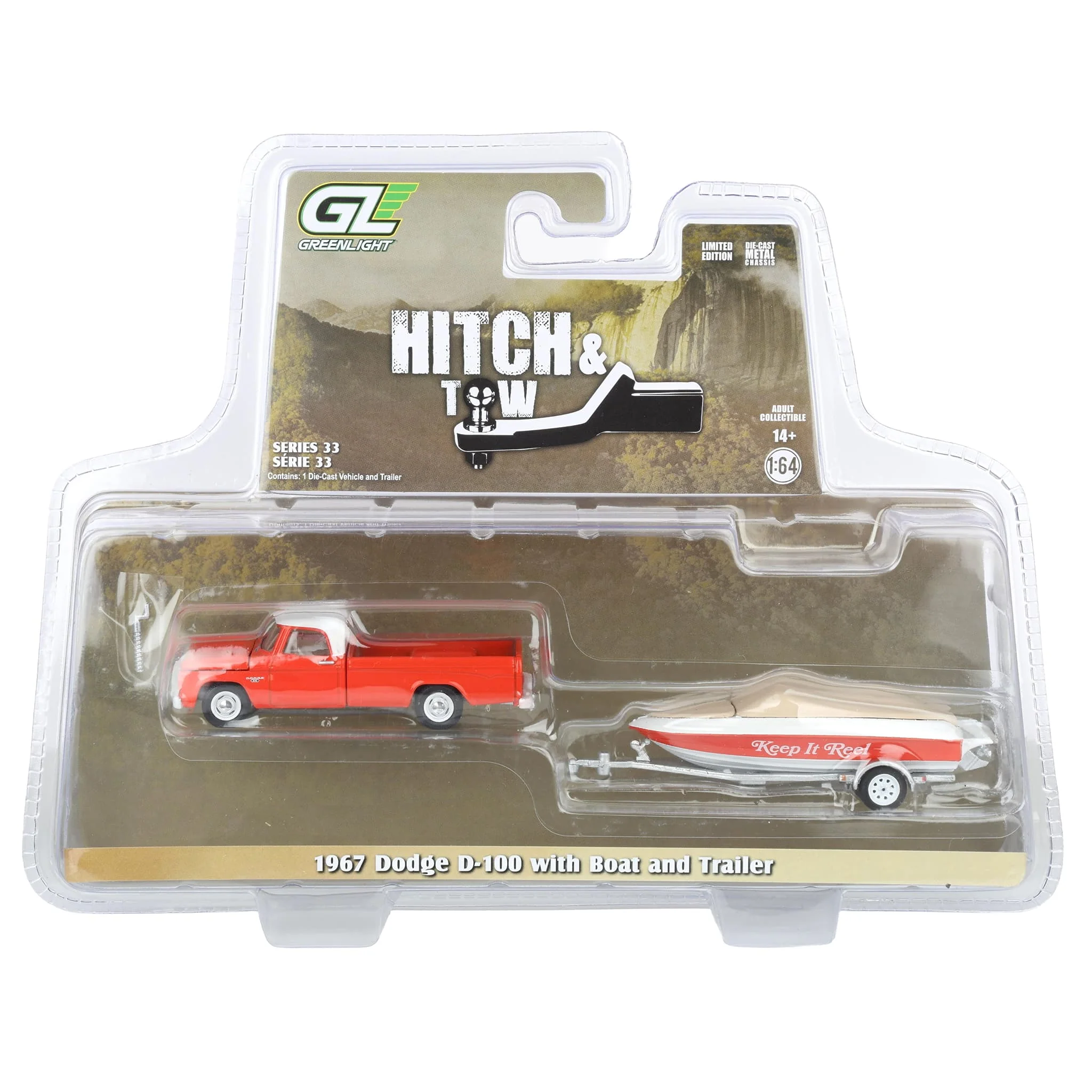 1/64 1967 Dodge D-100 with Boat and Trailer, Hitch & Tow Series 33 - Image 9