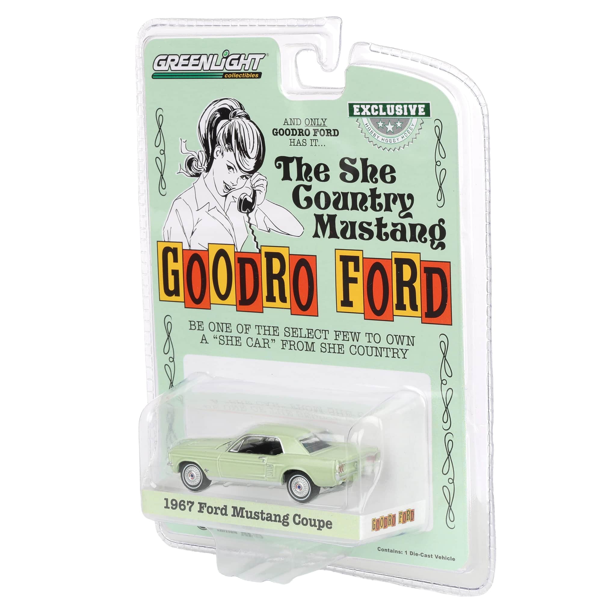 1/64 1967 Ford Mustang Coupe "She Country Special", Bill Goodro Ford, Denver, Colorado, Limelite Green, Hobby Exclusive - Image 3