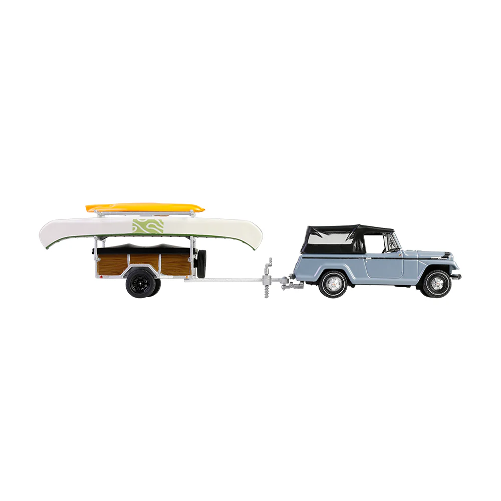 1/64 1968 Jeep Jeepster Commando SC-1 with Canoe Trailer, Gray, Hitch & Tow Series 32 - Image 4