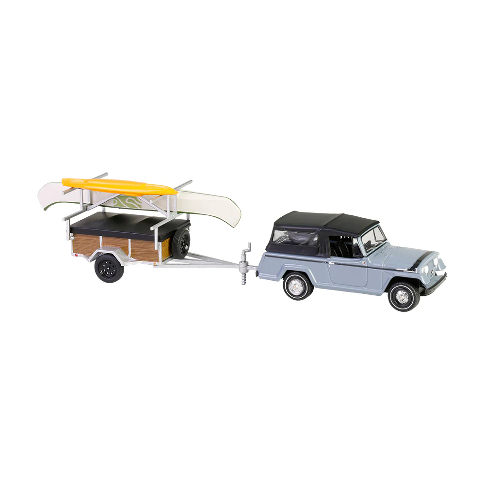 1/64 1968 Jeep Jeepster Commando SC-1 with Canoe Trailer, Gray, Hitch & Tow Series 32 - Image 7