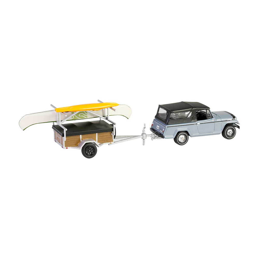 1/64 1968 Jeep Jeepster Commando SC-1 with Canoe Trailer, Gray, Hitch & Tow Series 32 - Image 8
