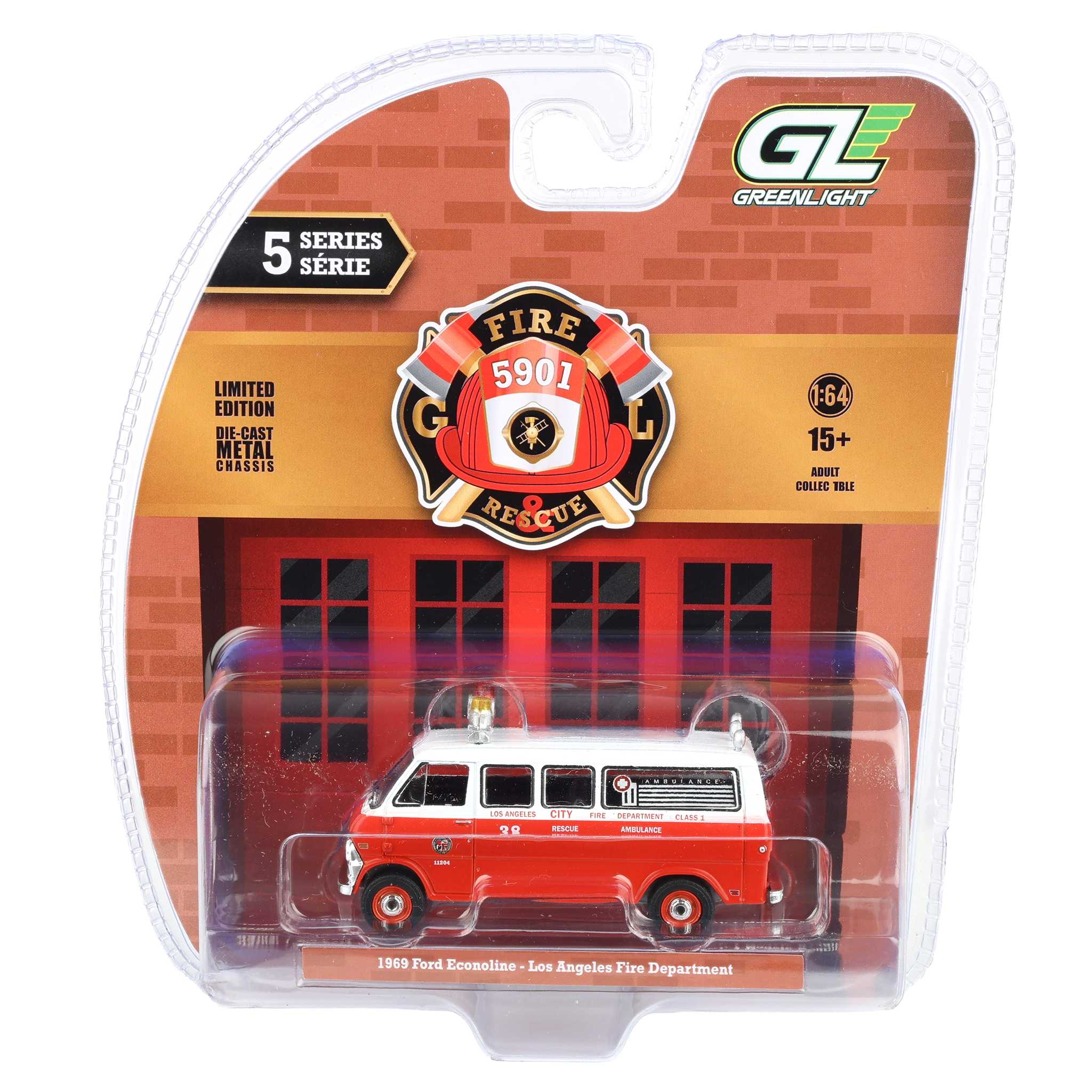 1/64 1969 Ford Econoline Ambulance, Los Angeles Fire Department, Fire & Rescue Series 5 - Image 6