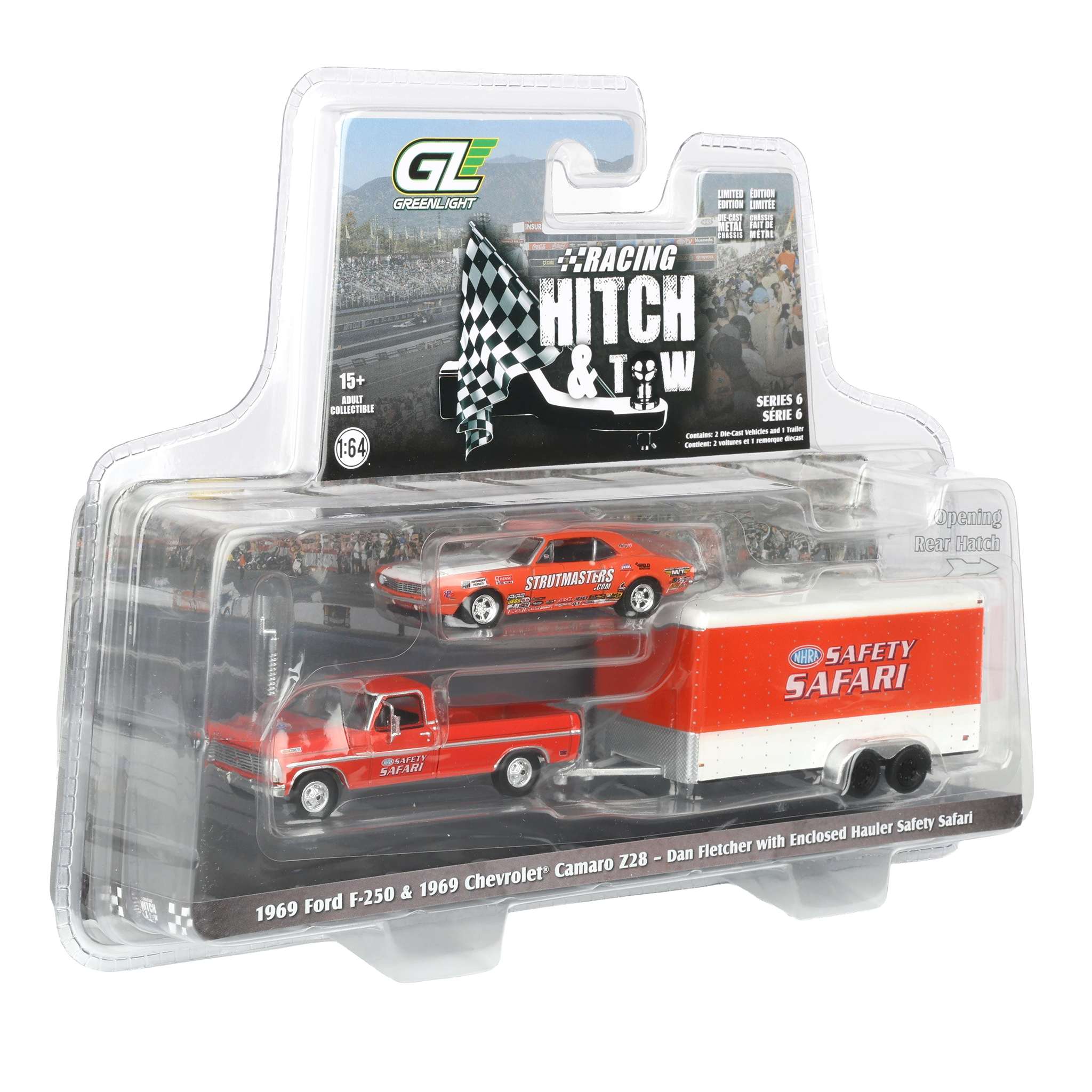 1/64 1969 Ford F-250 Pickup Truck with Enclosed "Safety Safari" Car Hauler & Dan Fletcher's 1969 Chevy Z/28 Camaro - Image 2