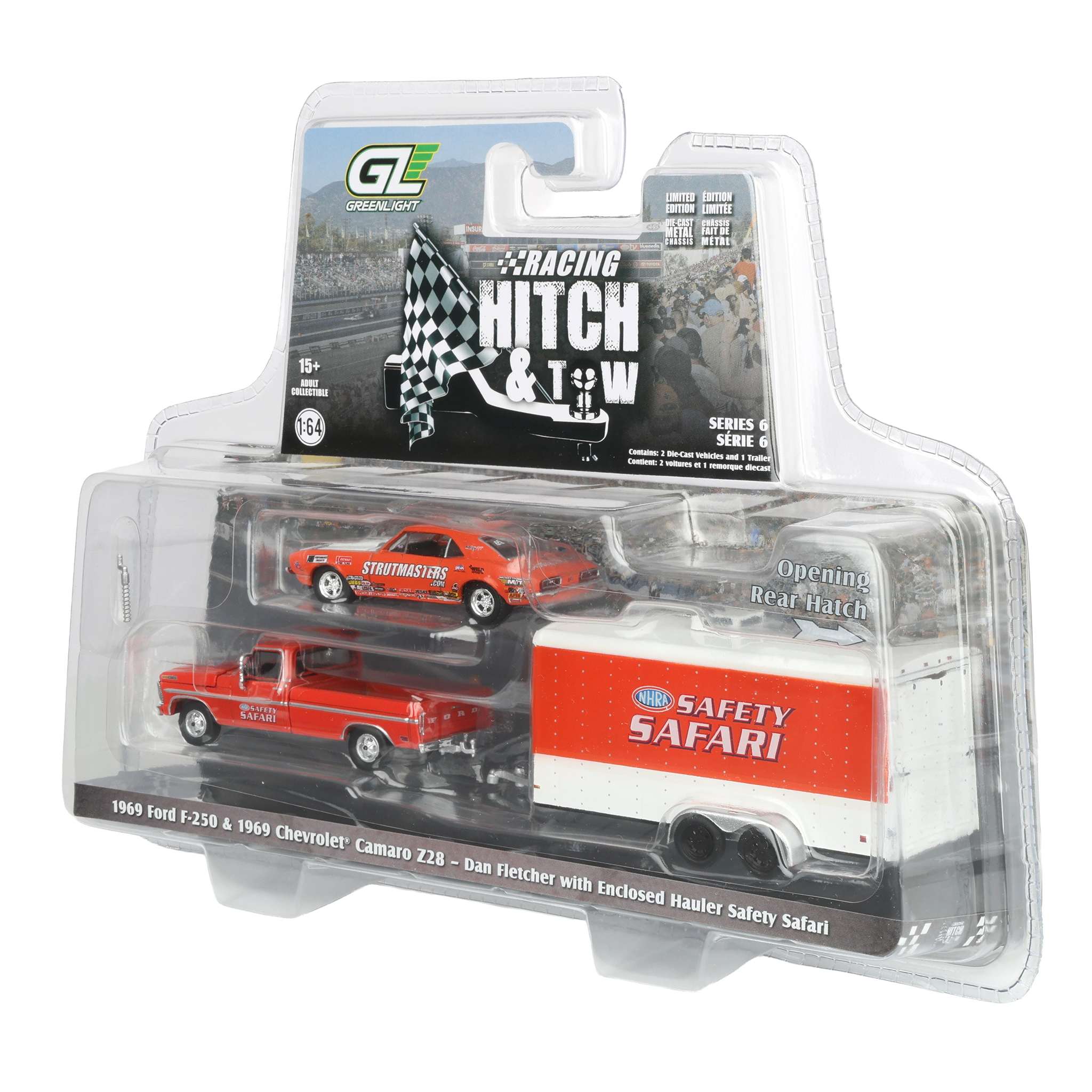 1/64 1969 Ford F-250 Pickup Truck with Enclosed "Safety Safari" Car Hauler & Dan Fletcher's 1969 Chevy Z/28 Camaro - Image 3