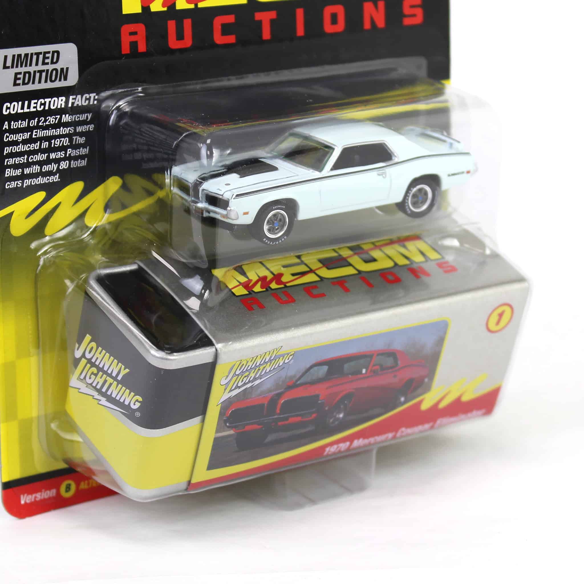 1/64 1970 Mercury Cougar Eliminator, Mecum Auctions, Johnny Lightning Collector Tin Series 15 - Image 2