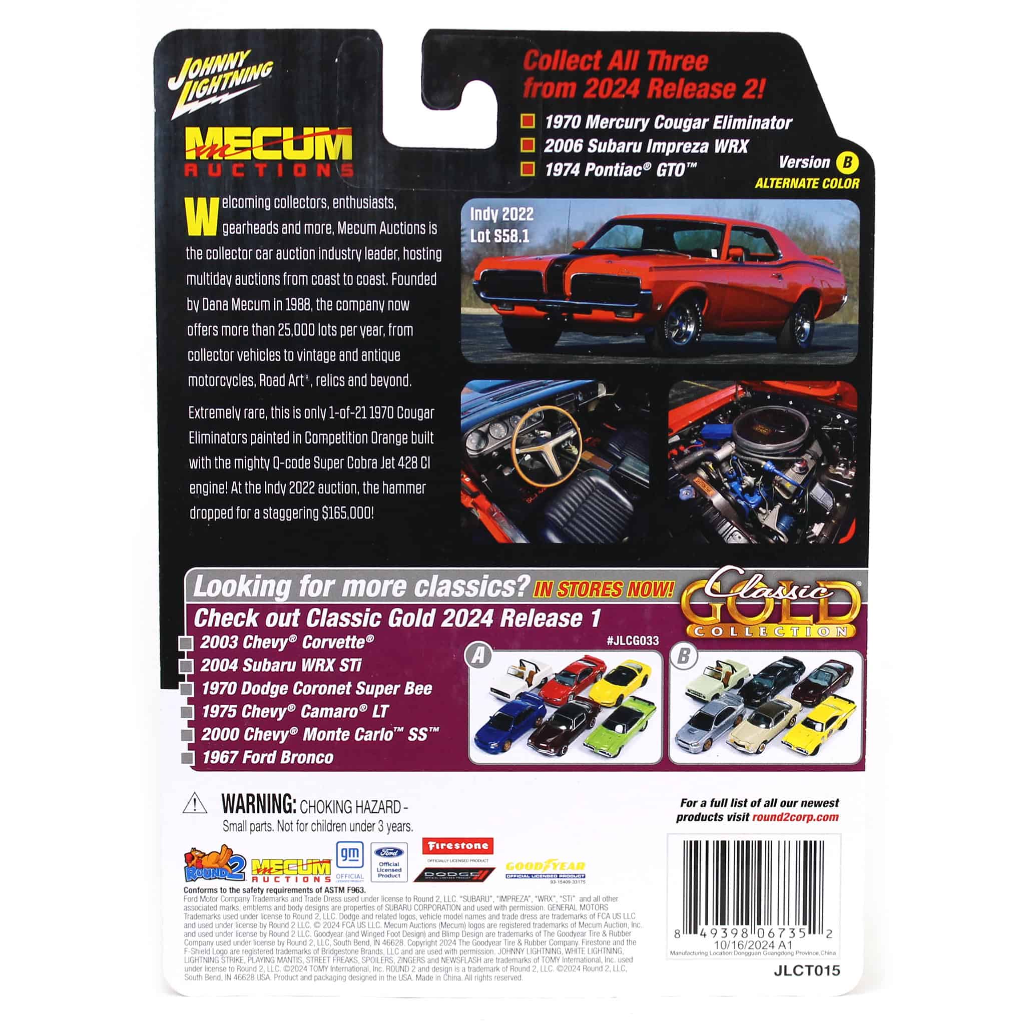 1/64 1970 Mercury Cougar Eliminator, Mecum Auctions, Johnny Lightning Collector Tin Series 15 - Image 3