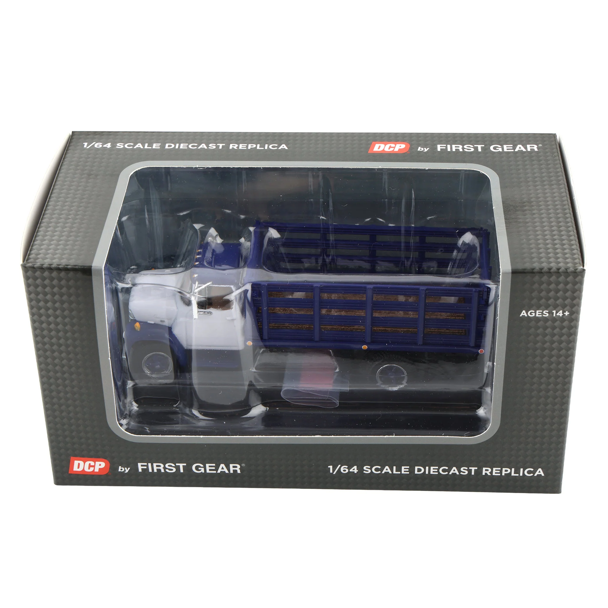 1/64 1970s International Loadstar Stake Truck, White/Navy Blue, DCP by First Gear - Image 5