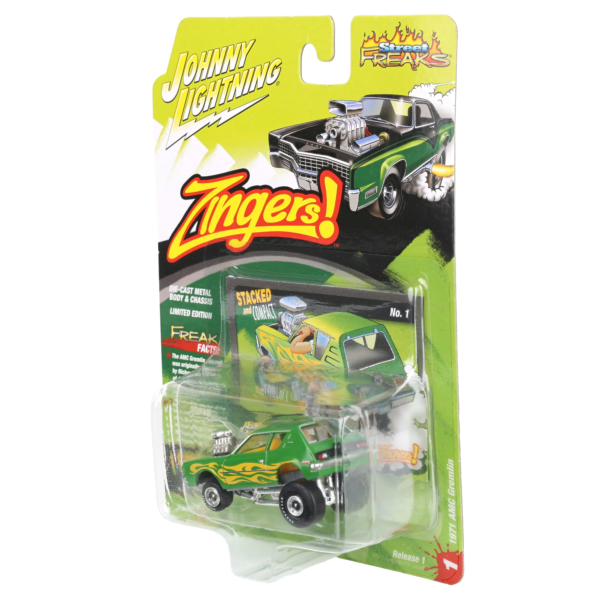 1/64 1971 AMC Gremlin, Metallic Lime Green, Johnny Lightning Zingers - Image 3