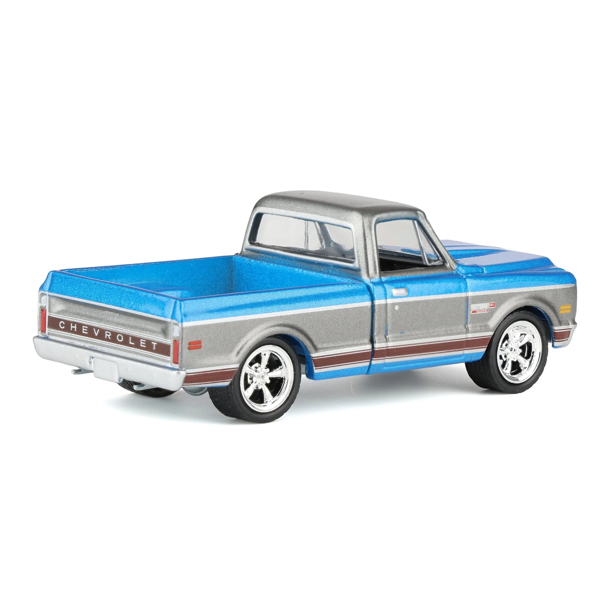 1/64 1972 Chevy C10 Cheyenne Short Bed Pickup Truck, Blue/Gray, Hobby Exclusive by Greenlight - Image 3