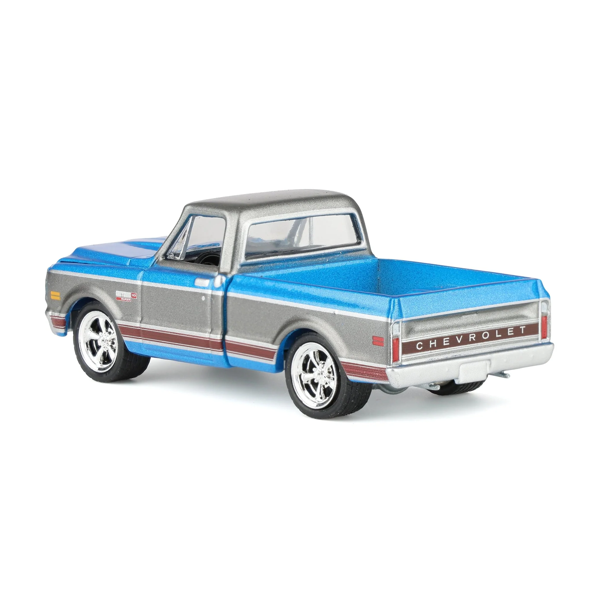 1/64 1972 Chevy C10 Cheyenne Short Bed Pickup Truck, Blue/Gray, Hobby Exclusive by Greenlight - Image 4