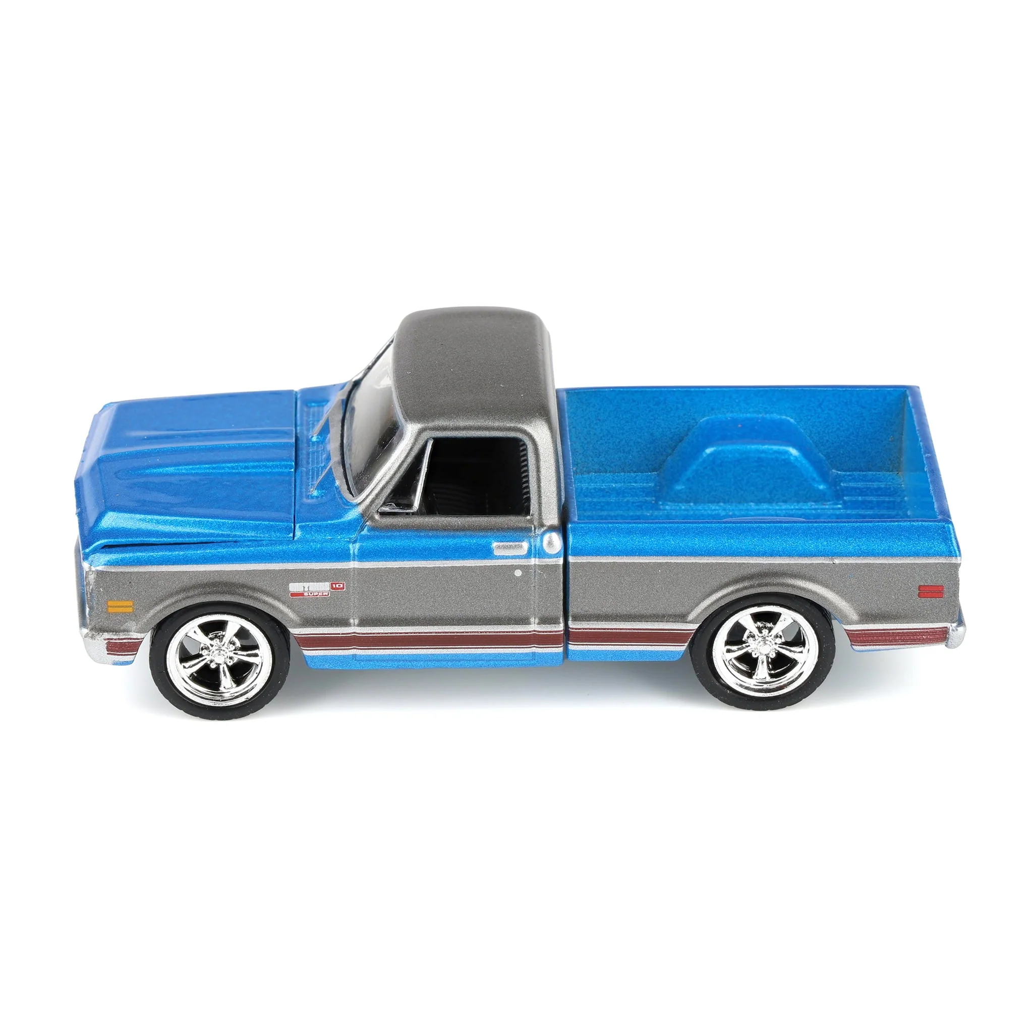 1/64 1972 Chevy C10 Cheyenne Short Bed Pickup Truck, Blue/Gray, Hobby Exclusive by Greenlight - Image 5