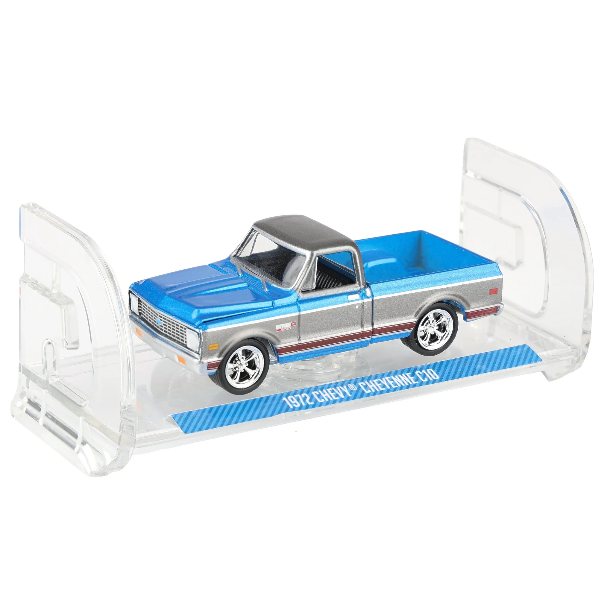 1/64 1972 Chevy C10 Cheyenne Short Bed Pickup Truck, Blue/Gray, Hobby Exclusive by Greenlight - Image 6