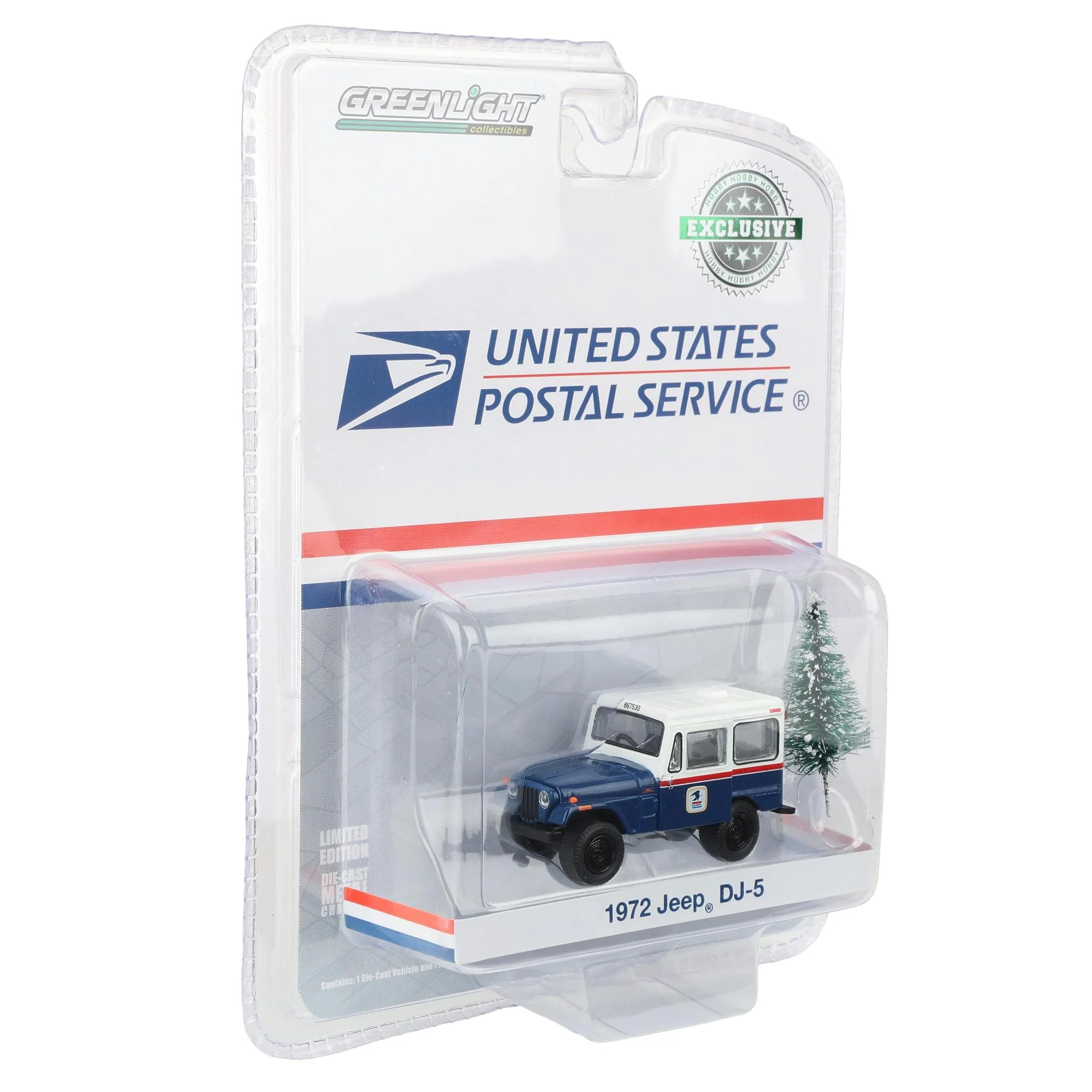 1/64 1972 Jeep DJ-5 USPS Vehicle with Christmas Tree Accessory Hobby Exclusive by GreenLight Collectibles - Image 2
