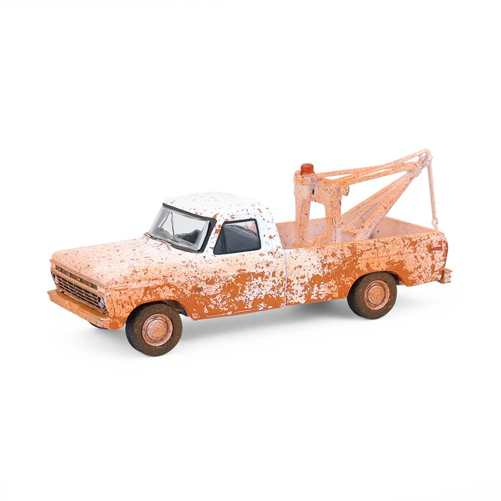 1/64 1973 Ford F-100 with Drop-In Tow Hook, Weathered White, Blue Collar Collection Series 14