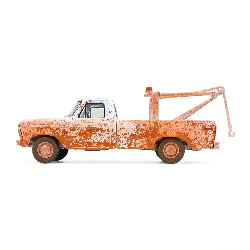1/64 1973 Ford F-100 with Drop-In Tow Hook, Weathered White, Blue Collar Collection Series 14 - Image 3
