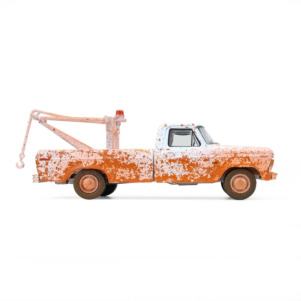 1/64 1973 Ford F-100 with Drop-In Tow Hook, Weathered White, Blue Collar Collection Series 14 - Image 4