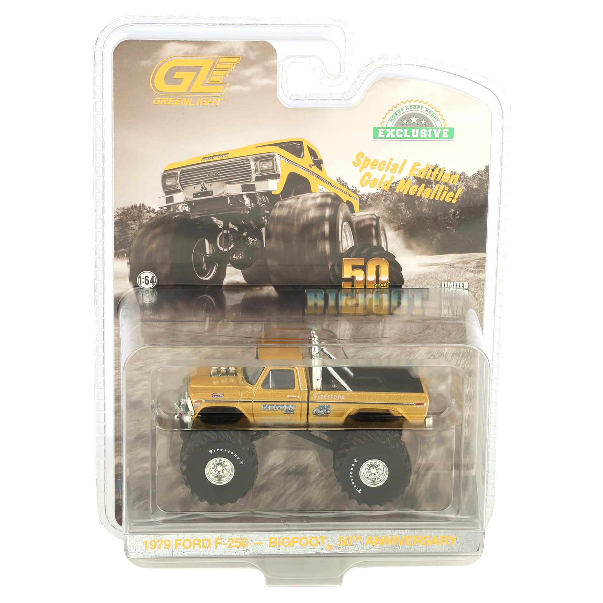 1/64 1979 Ford F-250 Monster Truck, Gold Metallic, Hobby Exclusive Bigfoot #1 50th Anniversary - Image 6