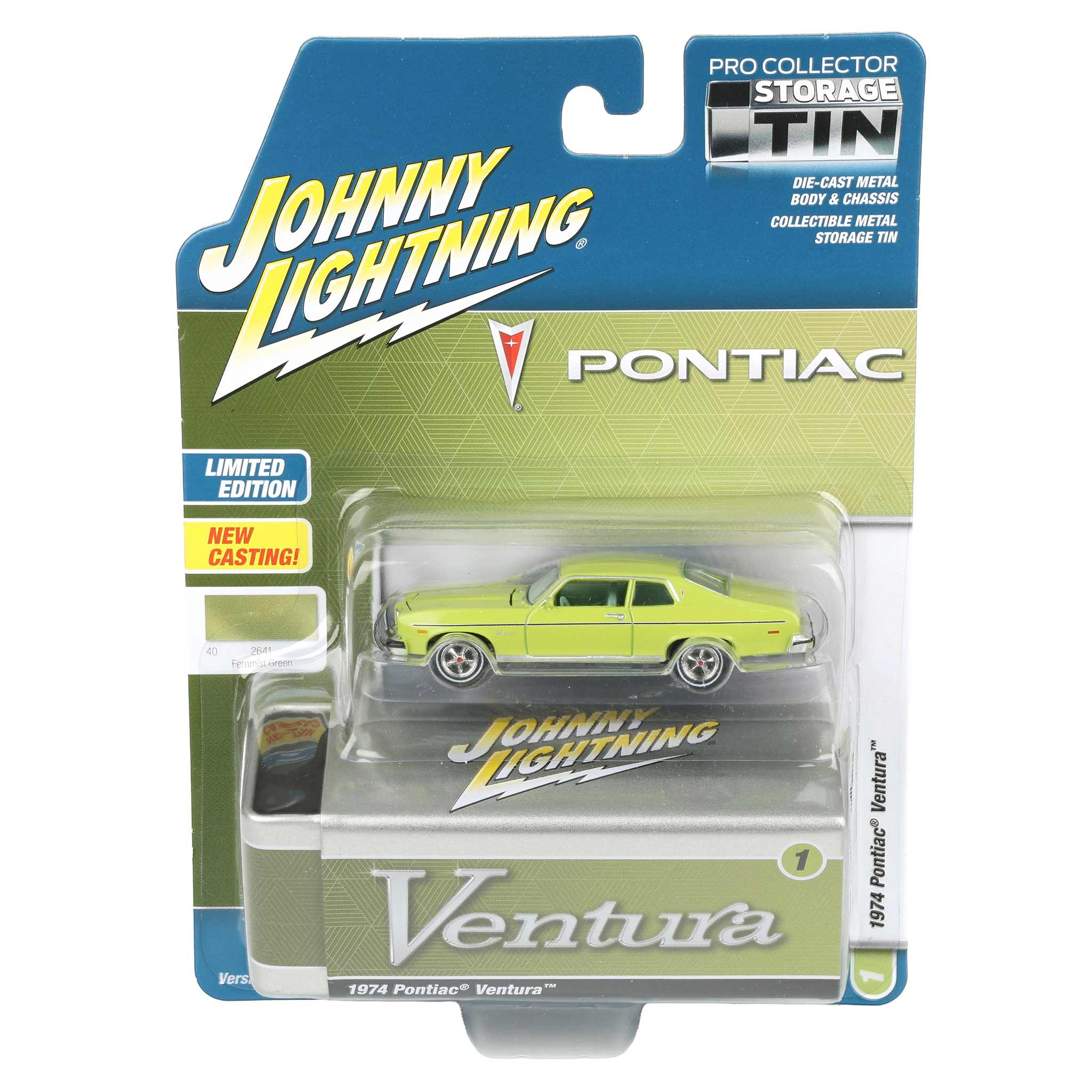 1/64 1974 Pontiac Ventura, Fernmist Green, Johnny Lightning Collector Tin Series
