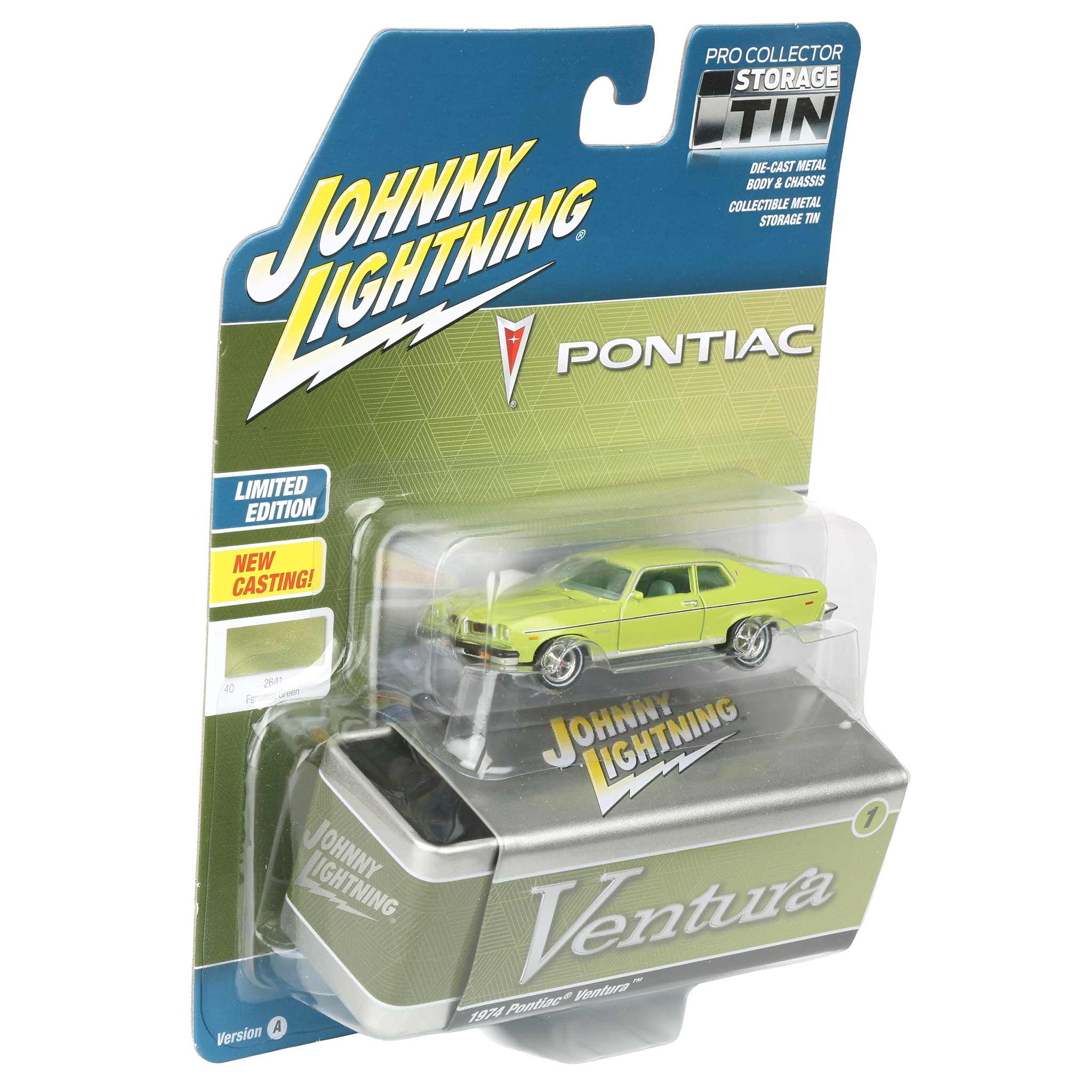 1/64 1974 Pontiac Ventura, Fernmist Green, Johnny Lightning Collector Tin Series - Image 2