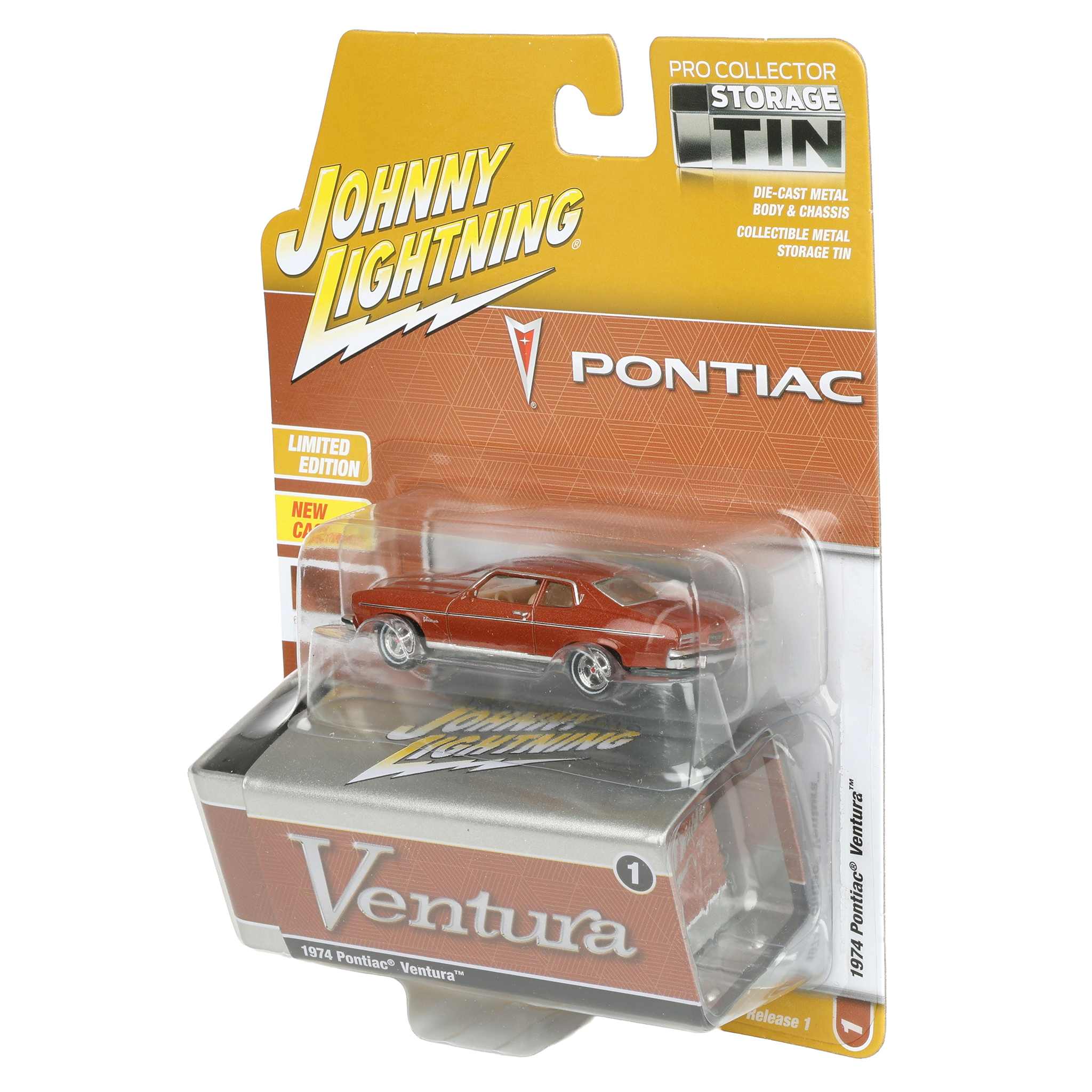 1/64 1974 Pontiac Ventura, Fire Coral Bronze, Johnny Lightning Collector Tin Series - Image 3