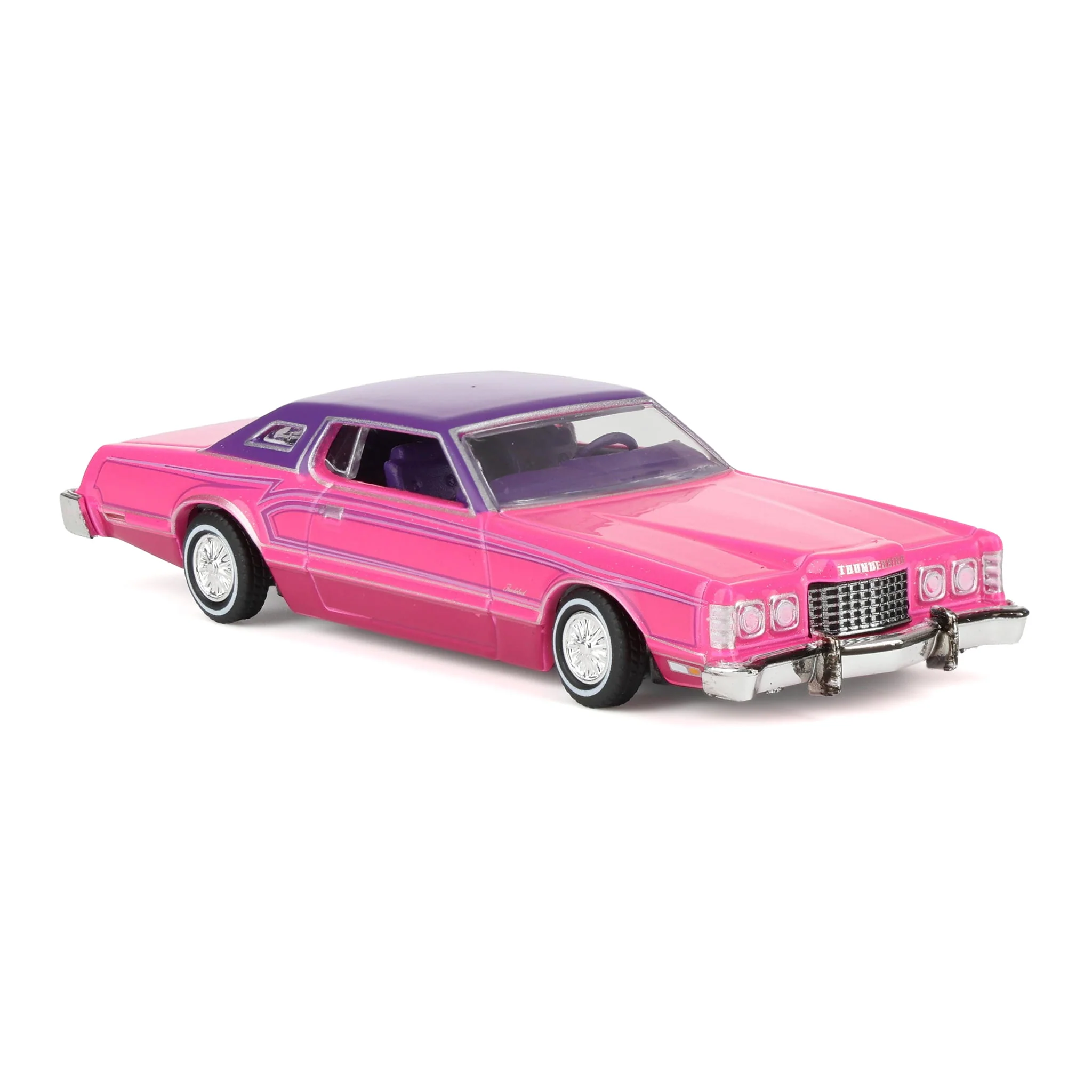 1/64 1975 Ford Thunderbird Lowrider, Pink with Pinstripes, California Lowriders Series 7 - Image 2