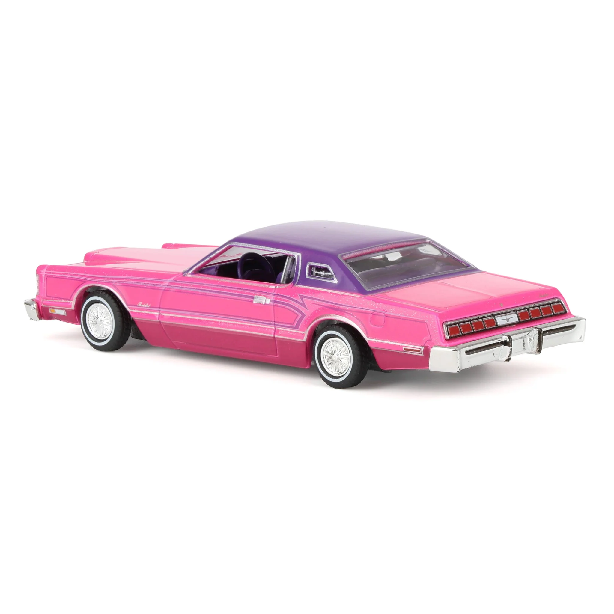 1/64 1975 Ford Thunderbird Lowrider, Pink with Pinstripes, California Lowriders Series 7 - Image 4