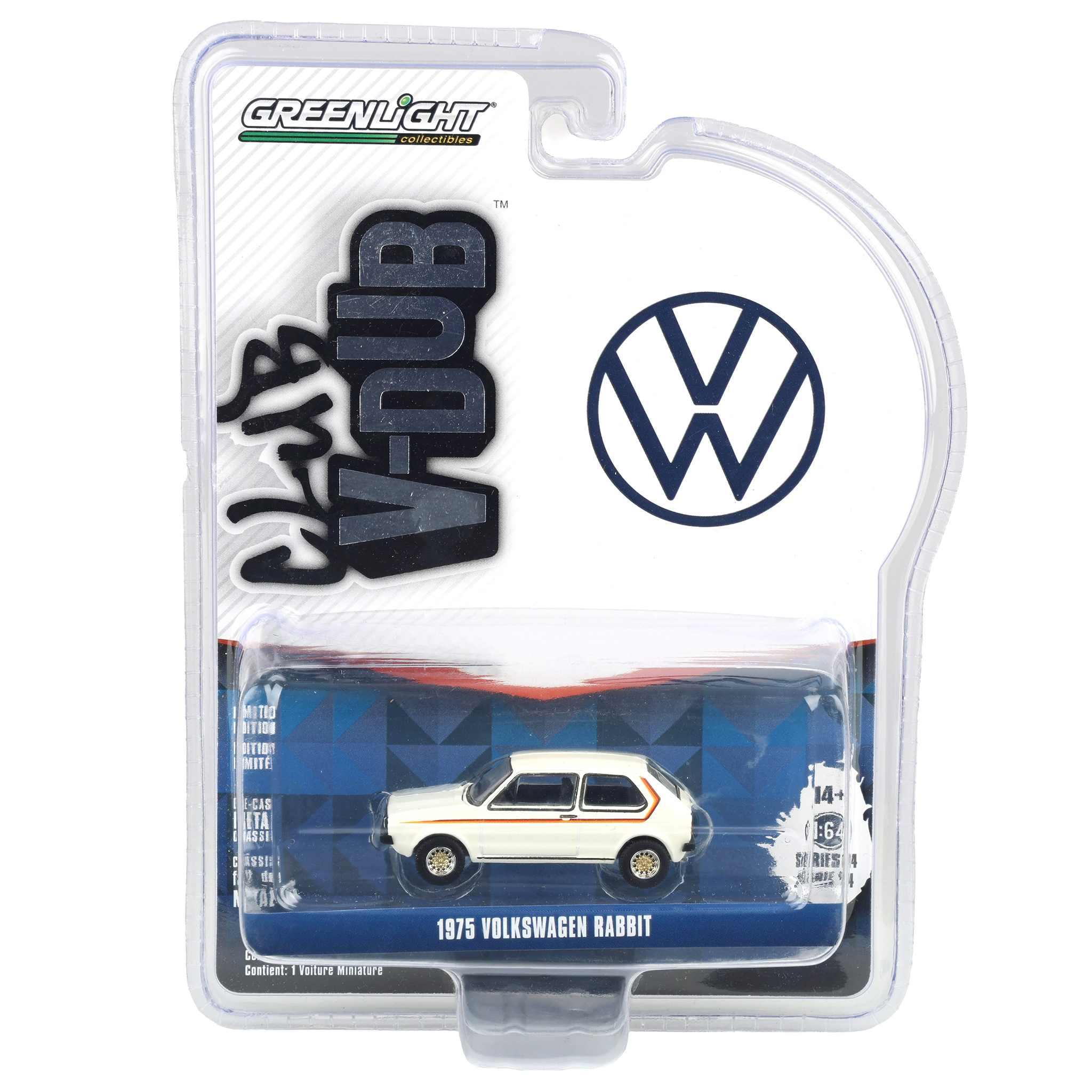 1/64 1975 Volkswagen Rabbit, Pastel White with Custom Stripes, Club Vee-Dub Series 14