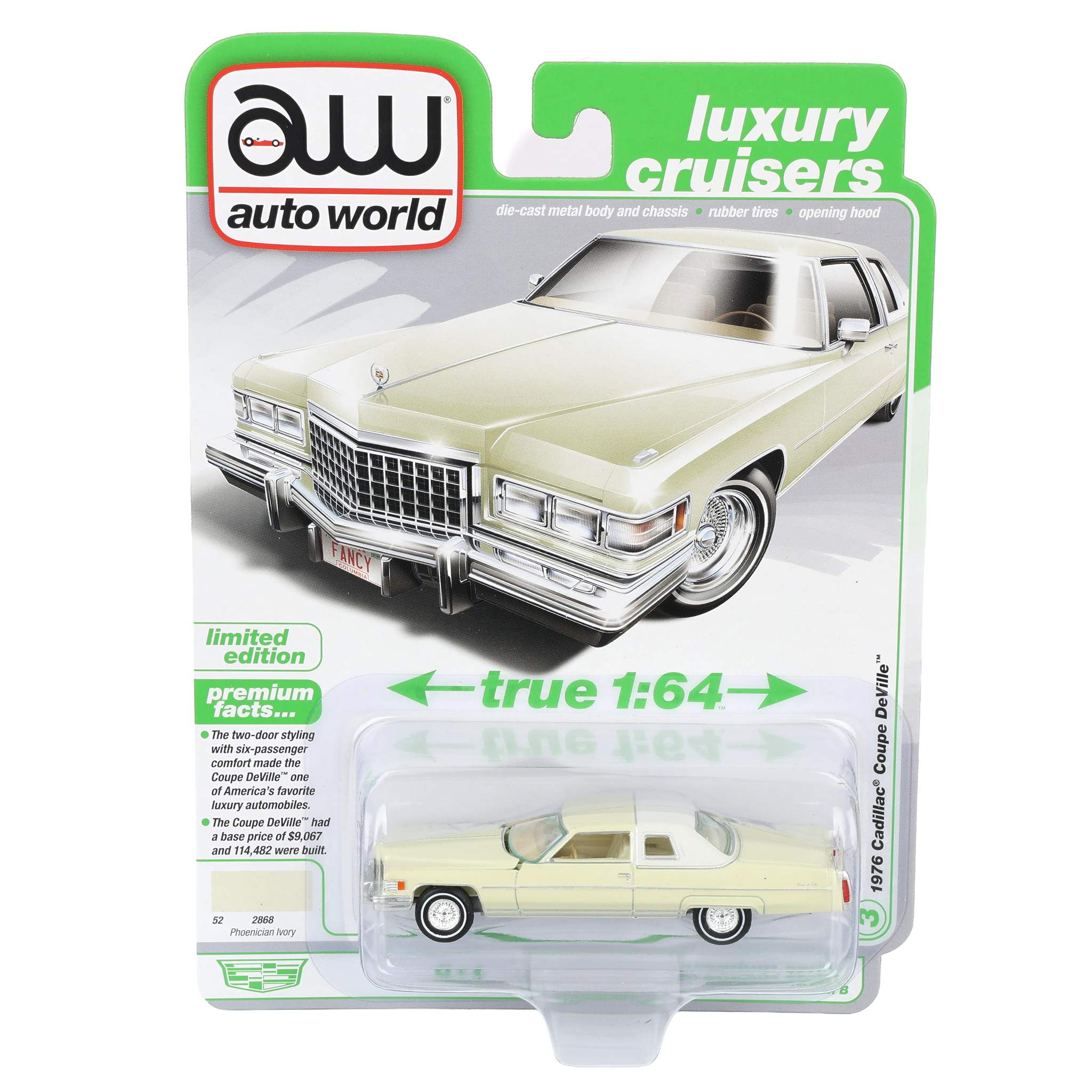 1/64 1976 Cadillac Coupe DeVille, Phoenician Ivory, Auto World Luxury Cruisers Series