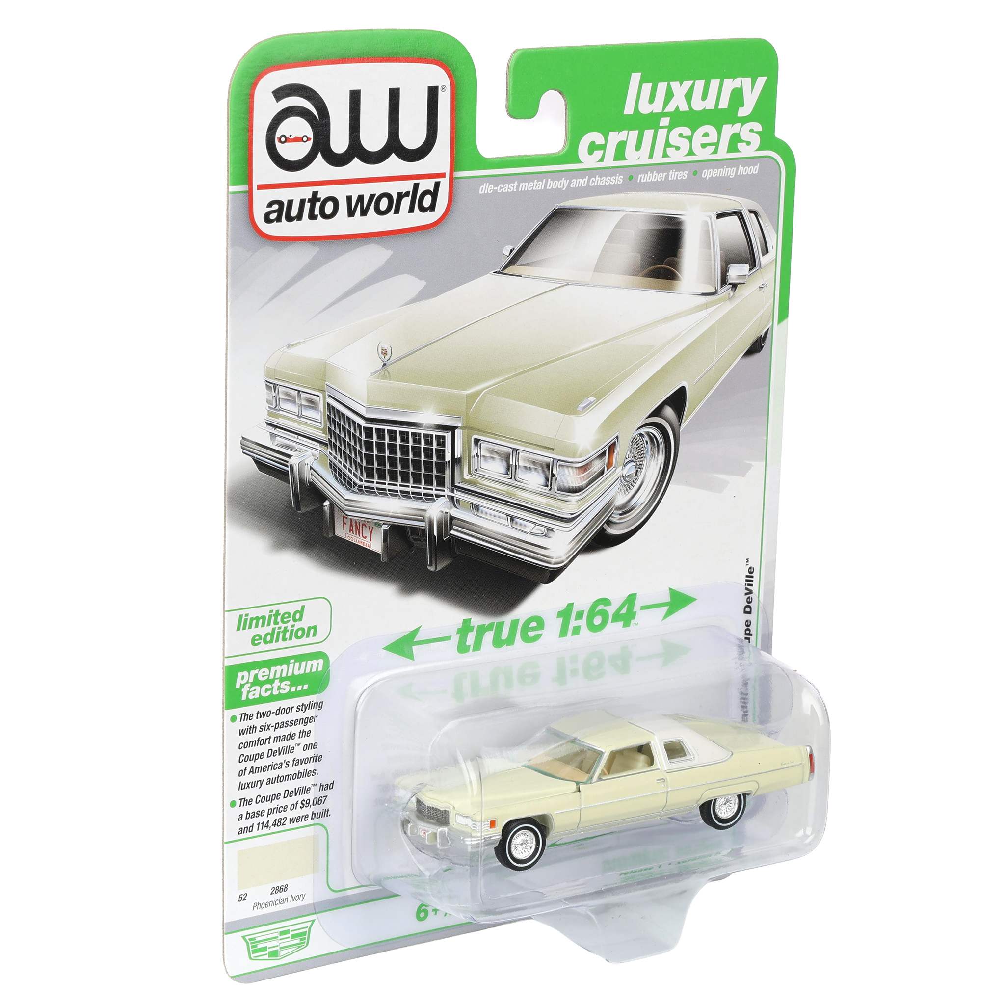 1/64 1976 Cadillac Coupe DeVille, Phoenician Ivory, Auto World Luxury Cruisers Series - Image 2