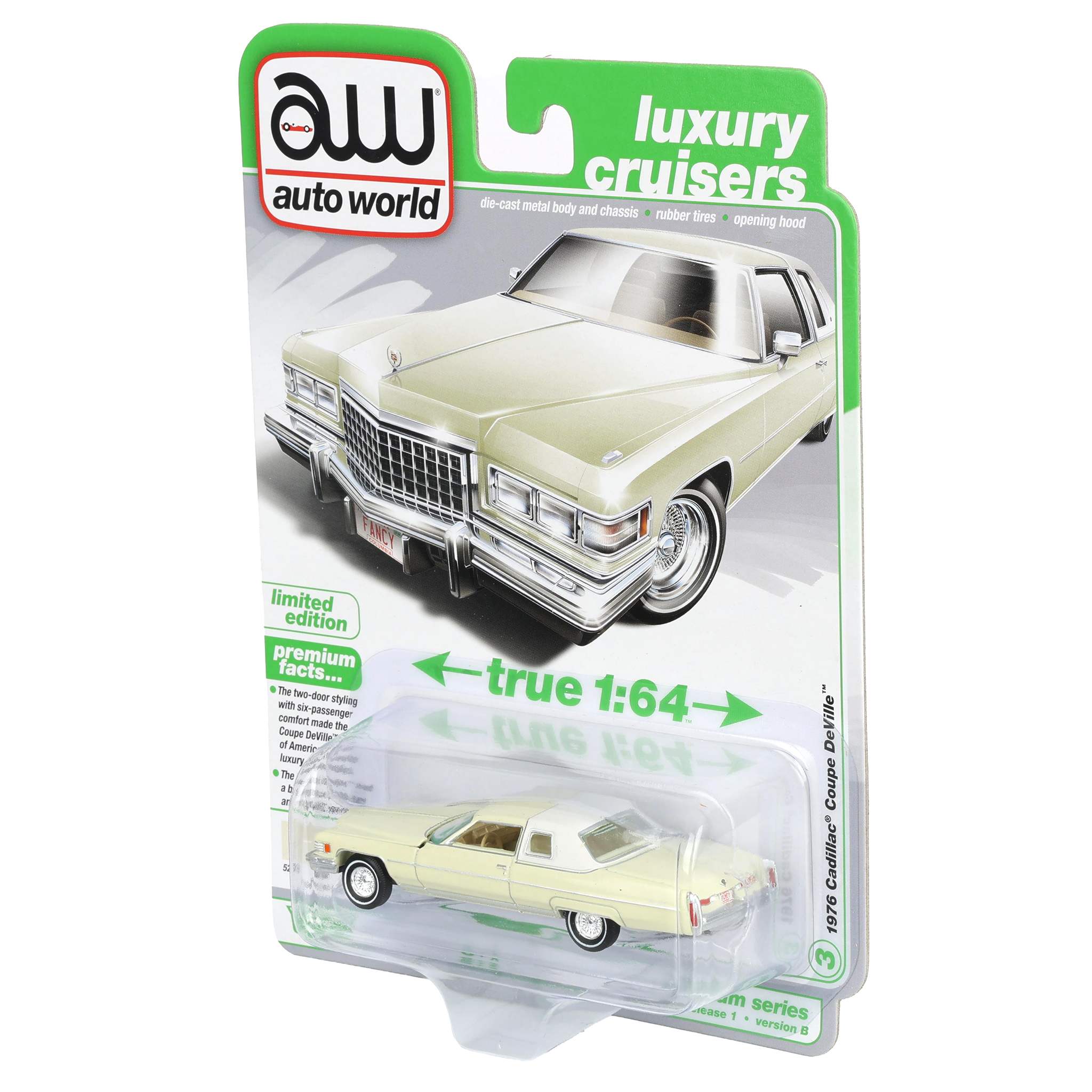 1/64 1976 Cadillac Coupe DeVille, Phoenician Ivory, Auto World Luxury Cruisers Series - Image 3
