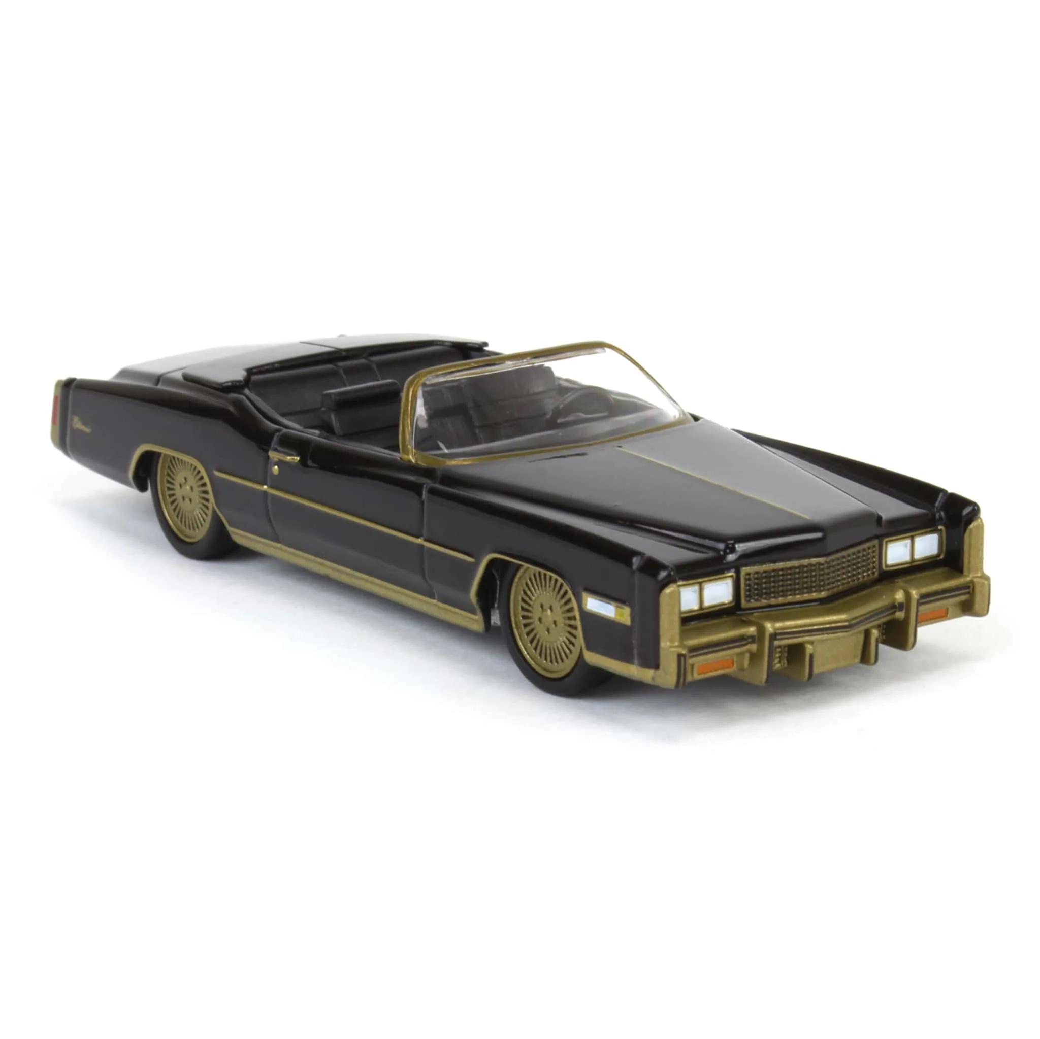 1/64 1976 Cadillac Eldorado Convertible, Black & Gold, California Lowriders Series 6 - Image 2