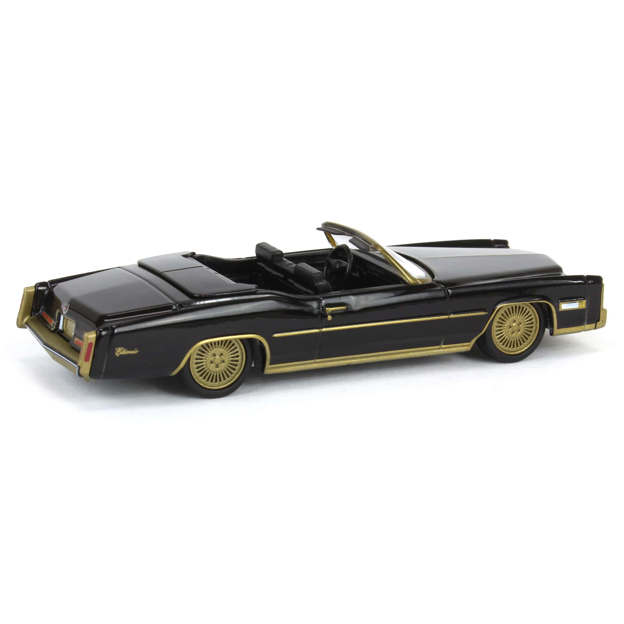 1/64 1976 Cadillac Eldorado Convertible, Black & Gold, California Lowriders Series 6 - Image 3