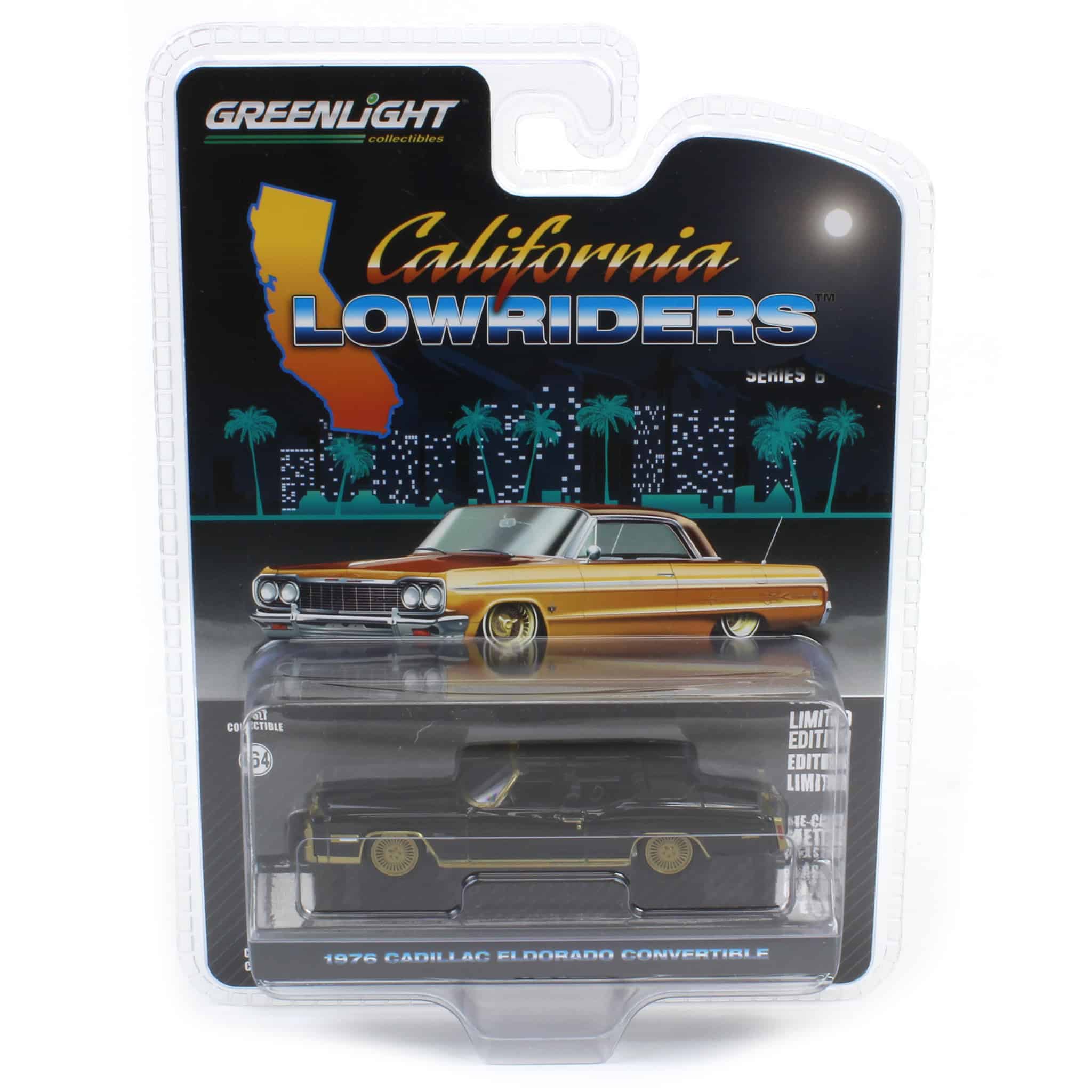 1/64 1976 Cadillac Eldorado Convertible, Black & Gold, California Lowriders Series 6 - Image 5
