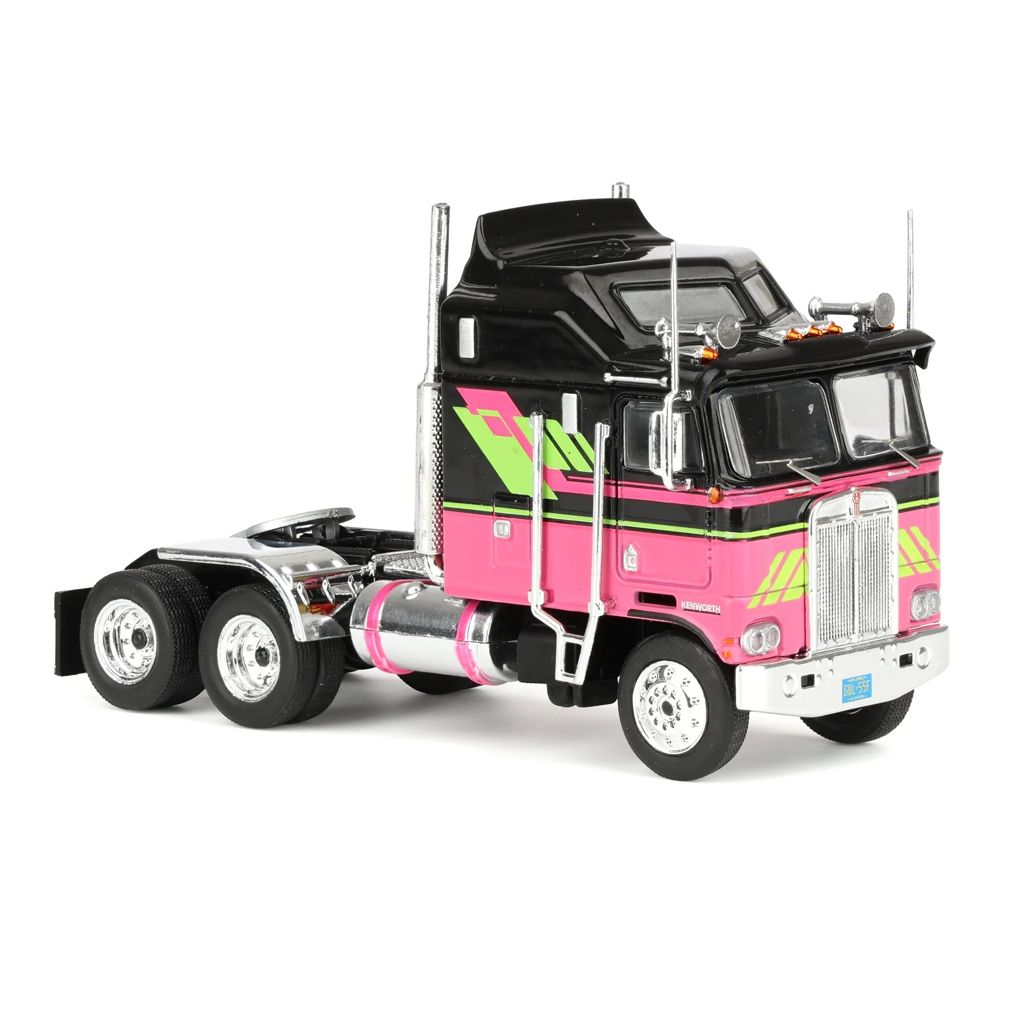 1/64 1976 Kenworth K100 Truck with Aerodyne Sleeper Cab by IXO America, Black & Pink - Image 2